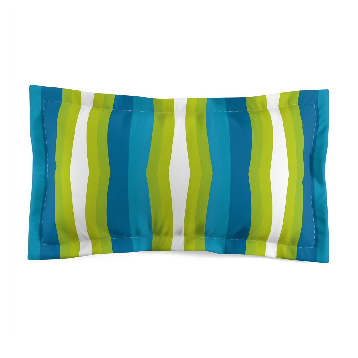 Blue Green Wavy Stripes Pillow Sham | Microfiber