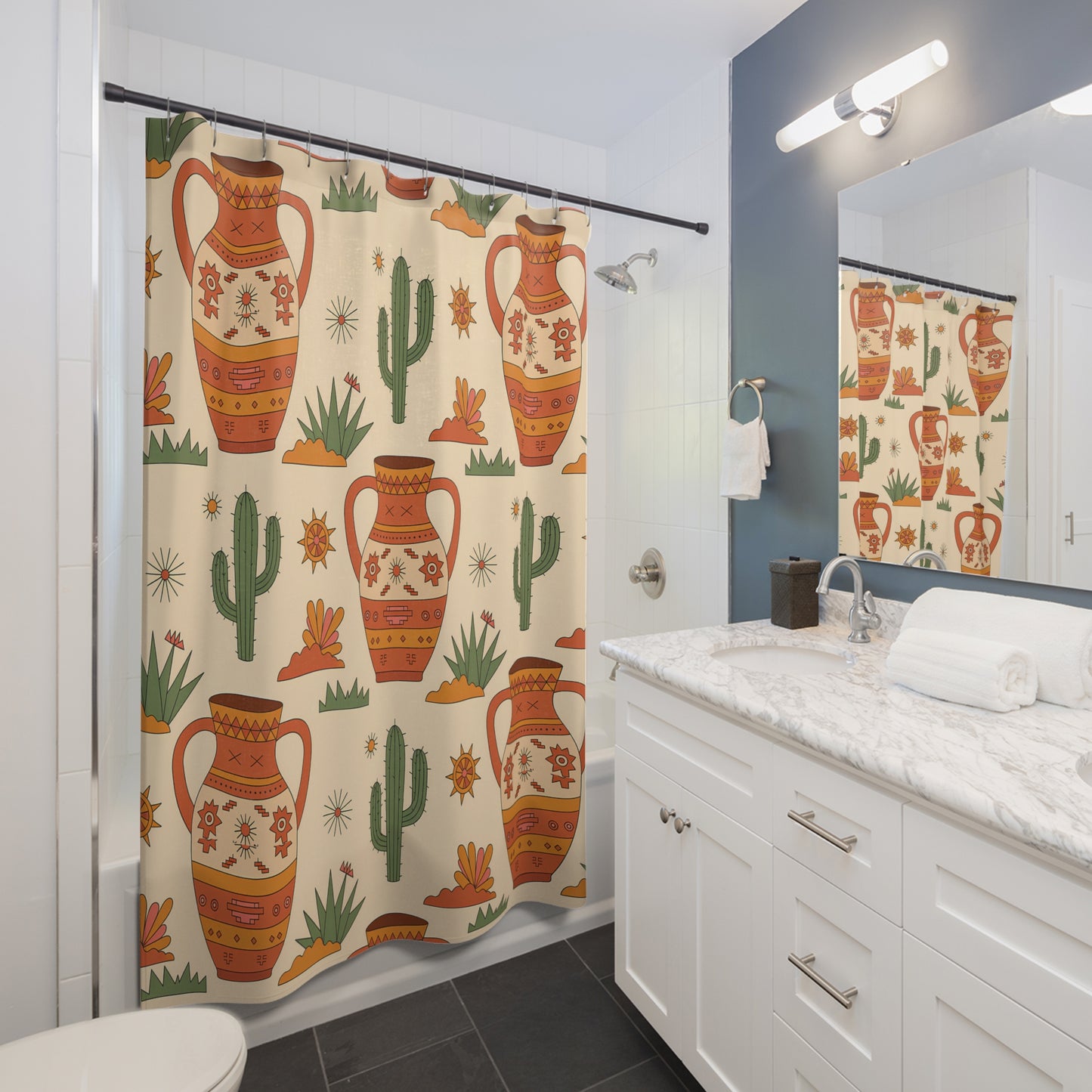 Boho Chic Shower Curtains, Southwestern Decor, Bathroom Accessories, Gift for Housewarming, Ethnic Style Home Decor - LOLA VEGAS ART