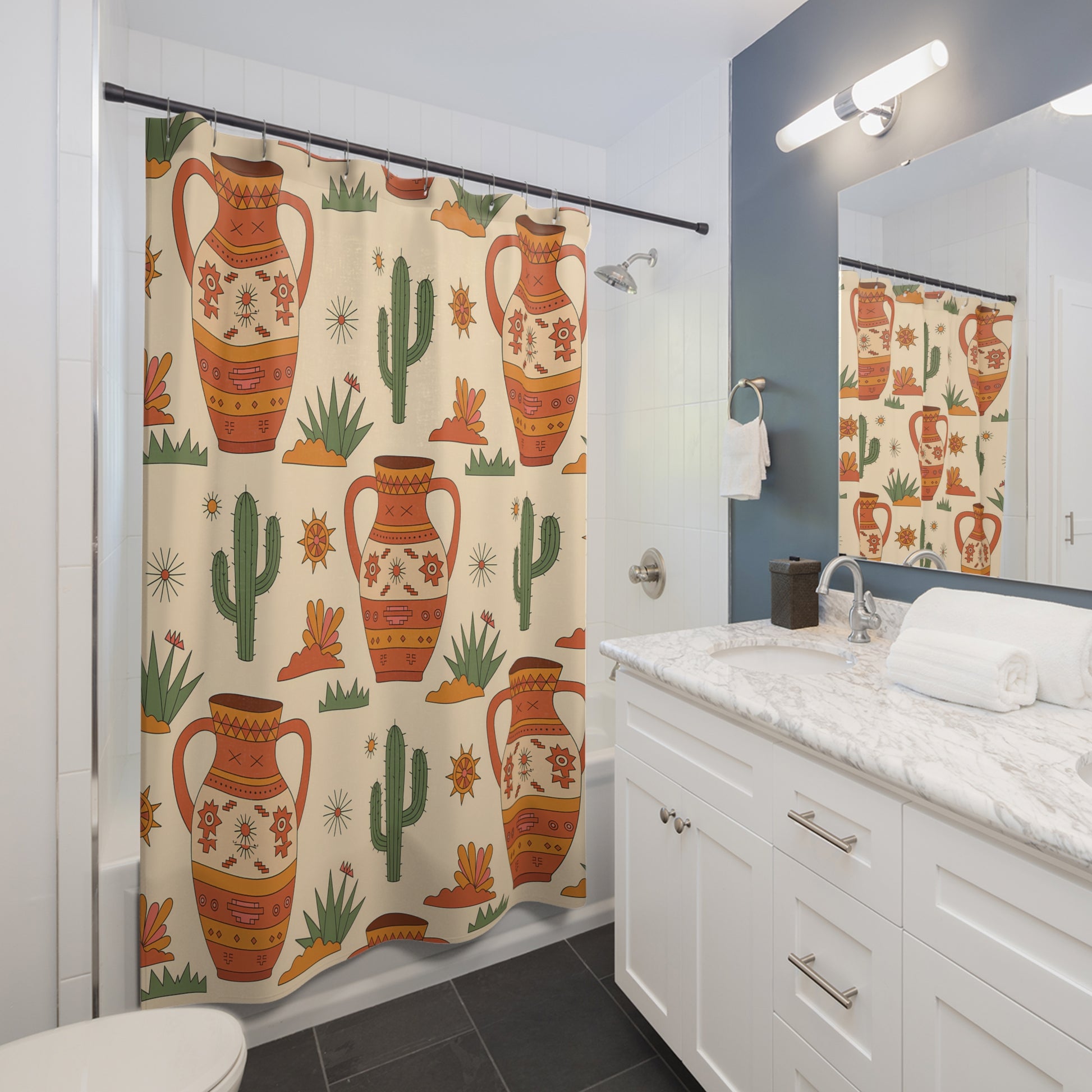 Boho Chic Shower Curtains, Southwestern Decor, Bathroom Accessories, Gift for Housewarming, Ethnic Style Home Decor - LOLA VEGAS ART