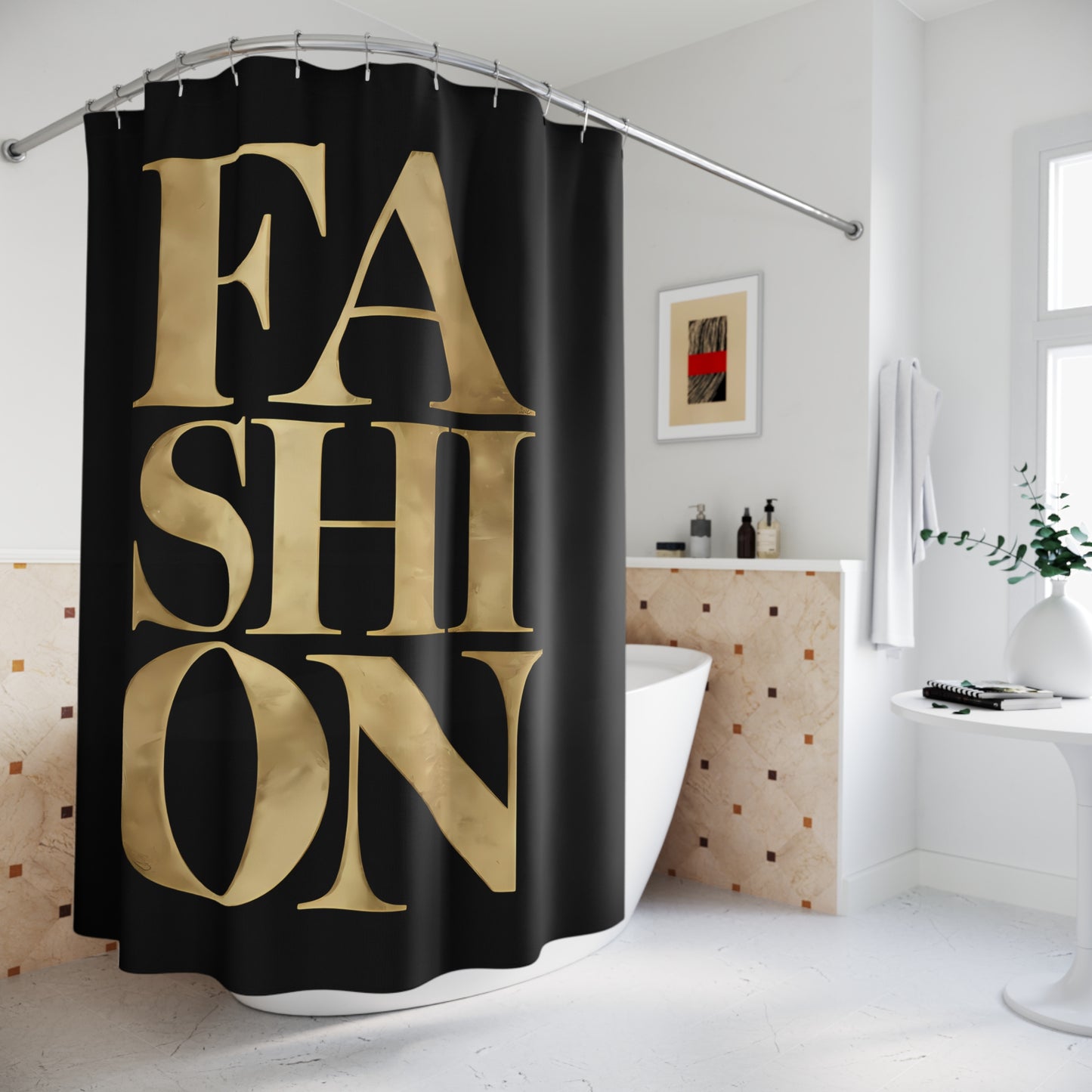 Fashionista Black Shower Curtain - Glamorous Bathroom Decor, Fashion Lover Gift, Trendy Home Accessories, Chic Bath Curtain, Stylish, Glam - LOLA VEGAS ART