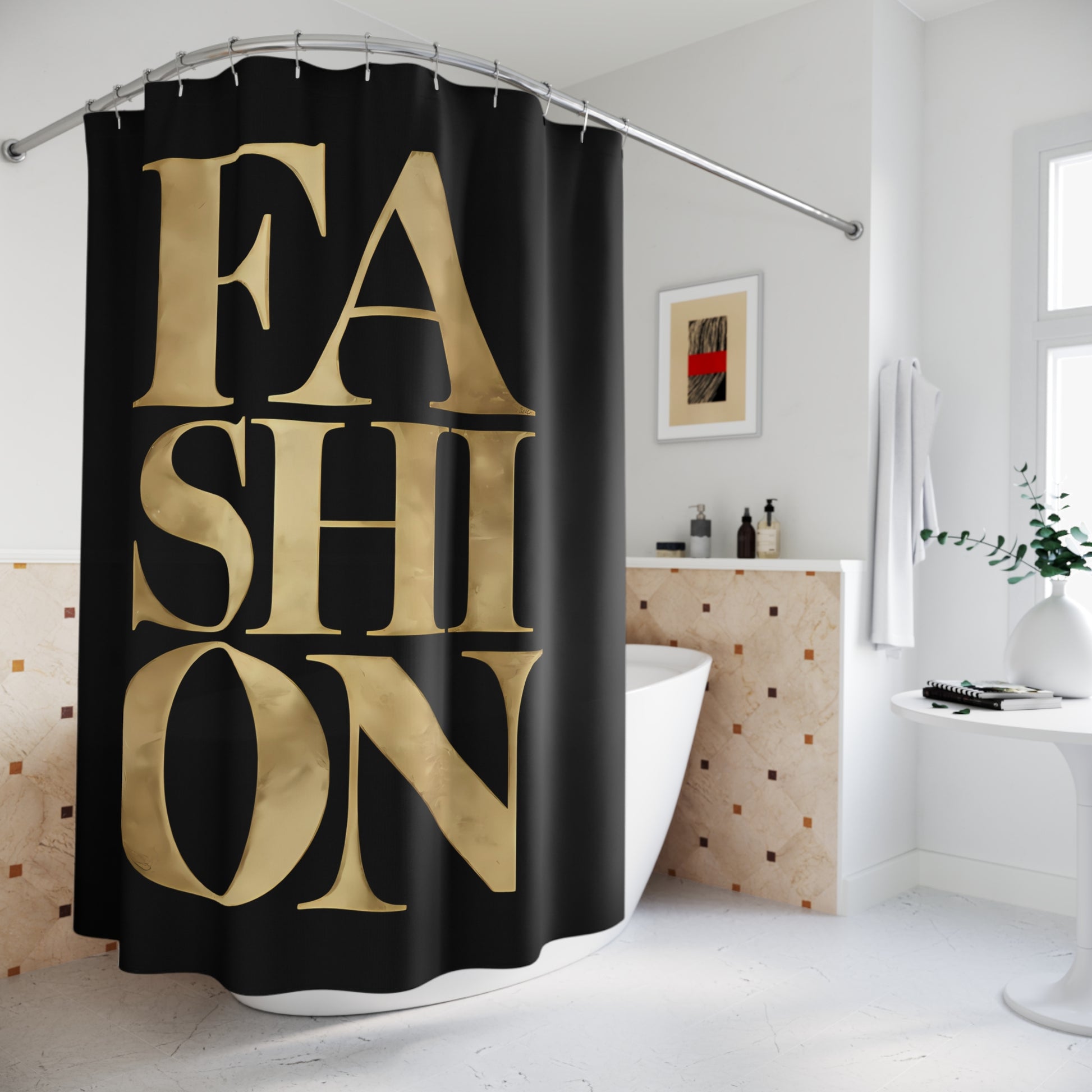 Fashionista Black Shower Curtain - Glamorous Bathroom Decor, Fashion Lover Gift, Trendy Home Accessories, Chic Bath Curtain, Stylish, Glam - LOLA VEGAS ART