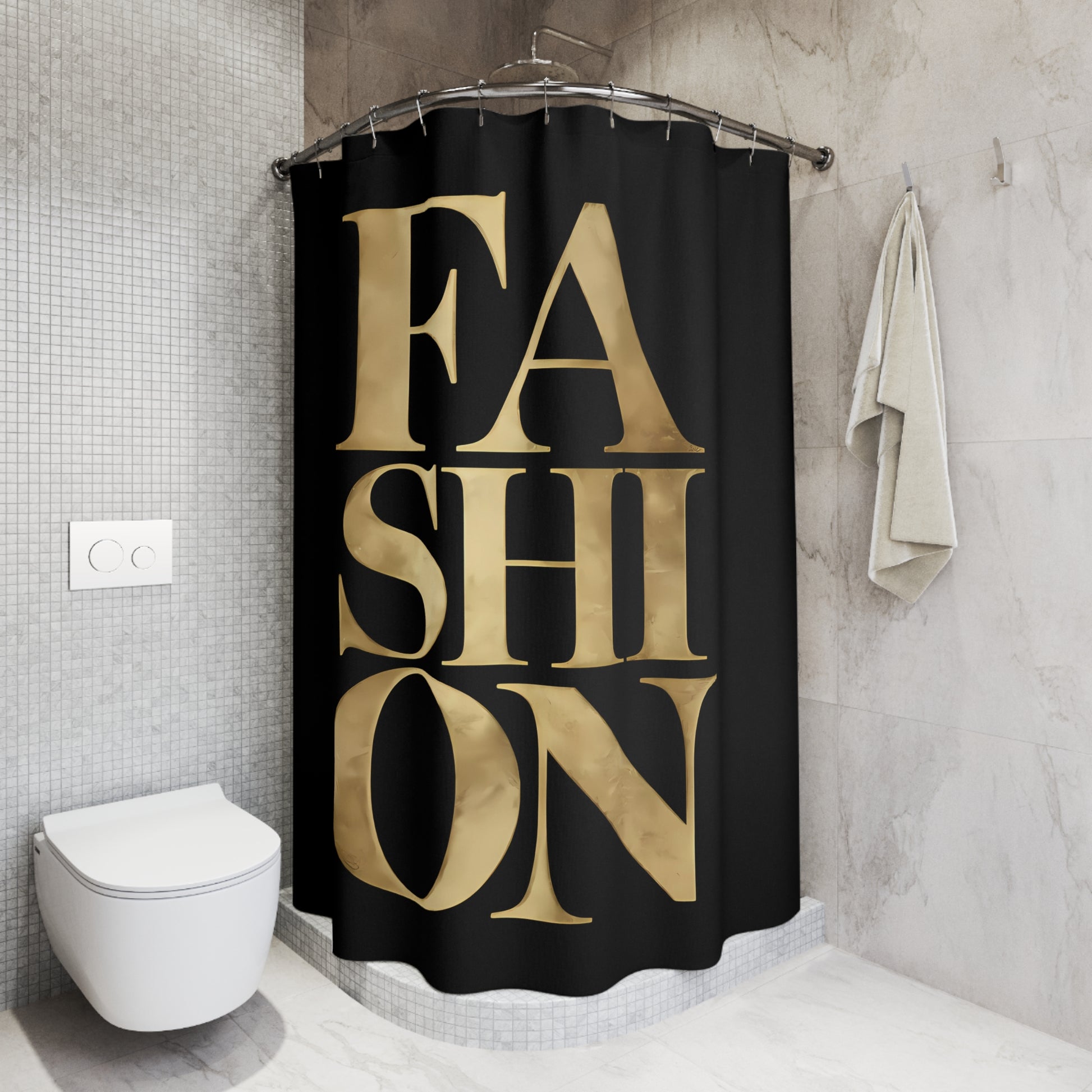 Fashionista Black Shower Curtain - Glamorous Bathroom Decor, Fashion Lover Gift, Trendy Home Accessories, Chic Bath Curtain, Stylish, Glam - LOLA VEGAS ART