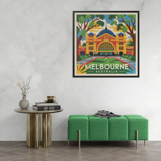 Melbourne Framed Art Print, Colorful Wall Décor, Home Decoration, Gift for Travelers, Australian Art, Unique Artwork - LOLA VEGAS ART