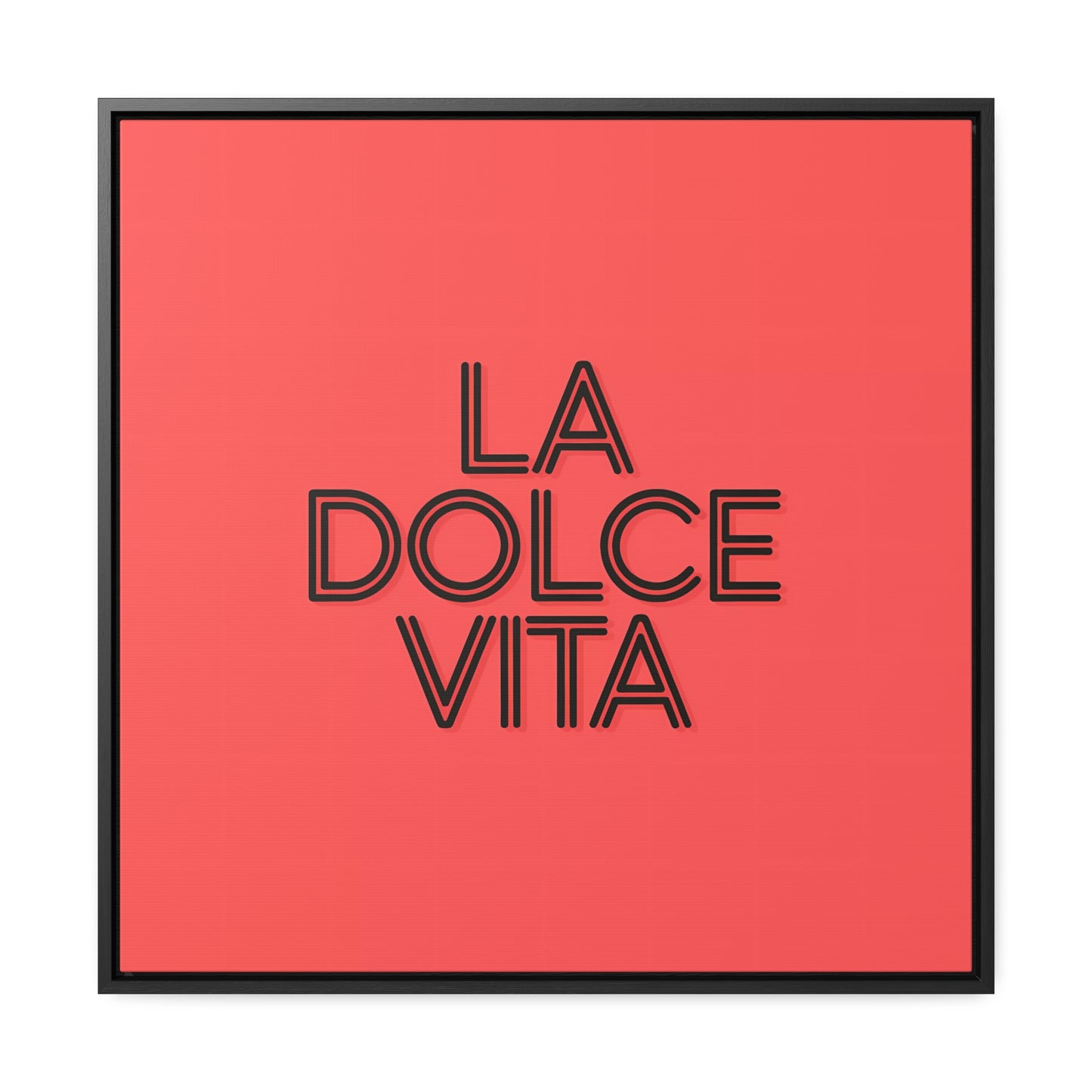Square Frame Wall Art, LA DOLCE VITA Typography Canvas, Orange and Black, Cool Home Decor, Gallery Canvas Wrap, Home Office Decor, Unique - LOLA VEGAS ART