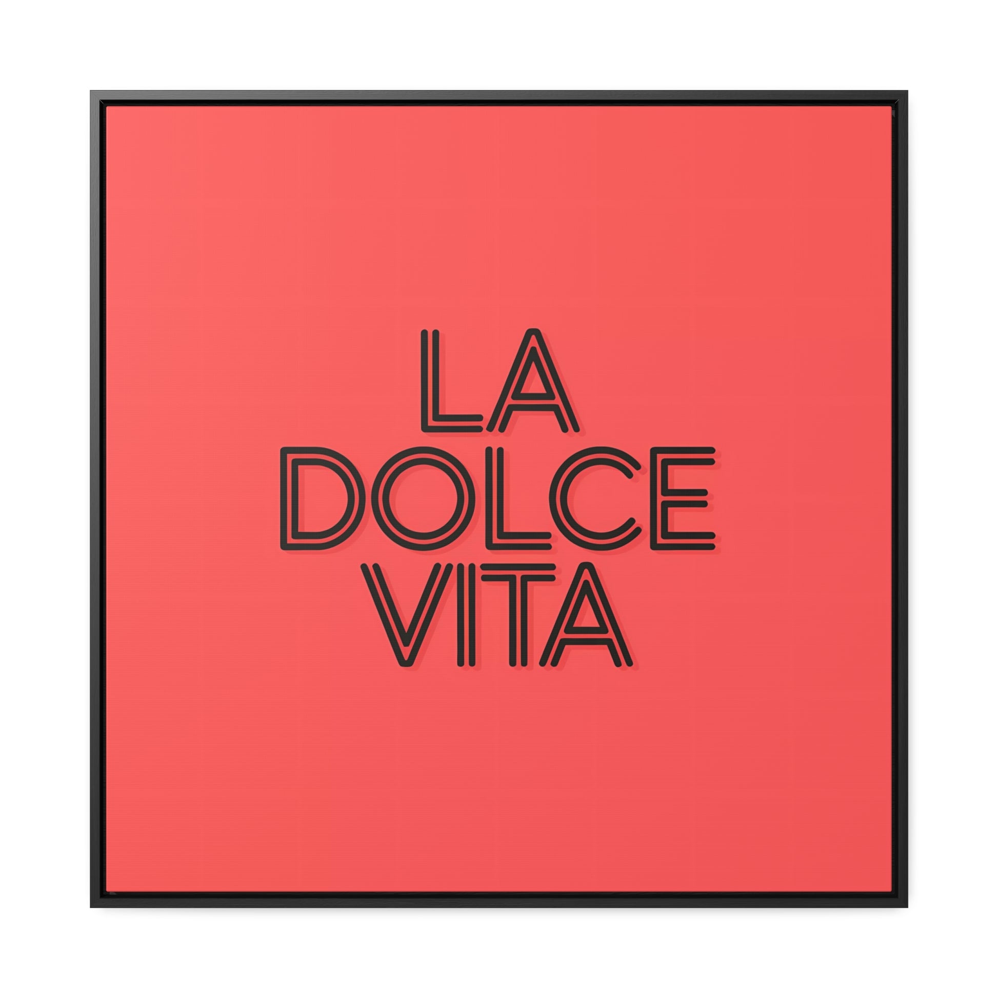 Square Frame Wall Art, LA DOLCE VITA Typography Canvas, Orange and Black, Cool Home Decor, Gallery Canvas Wrap, Home Office Decor, Unique - LOLA VEGAS ART