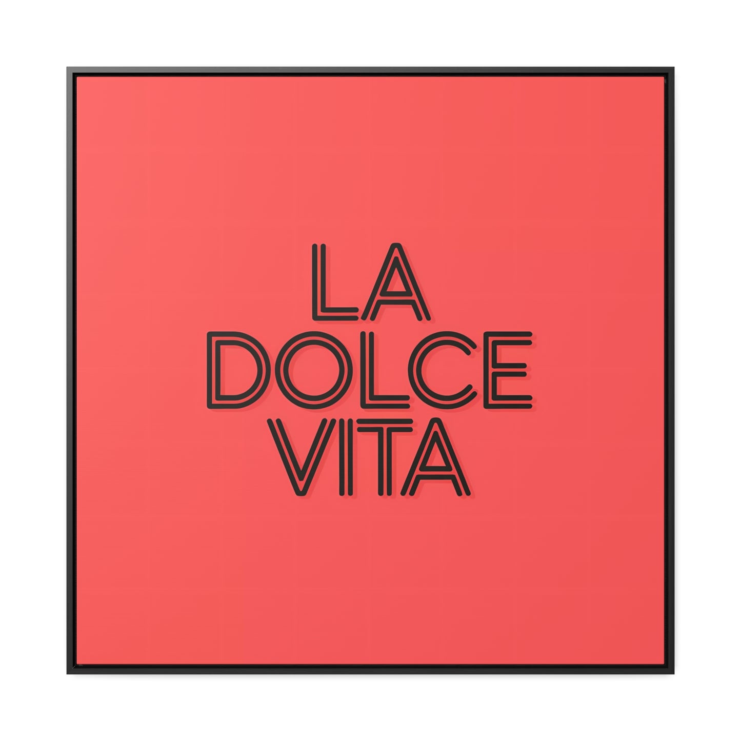 Square Frame Wall Art, LA DOLCE VITA Typography Canvas, Orange and Black, Cool Home Decor, Gallery Canvas Wrap, Home Office Decor, Unique - LOLA VEGAS ART