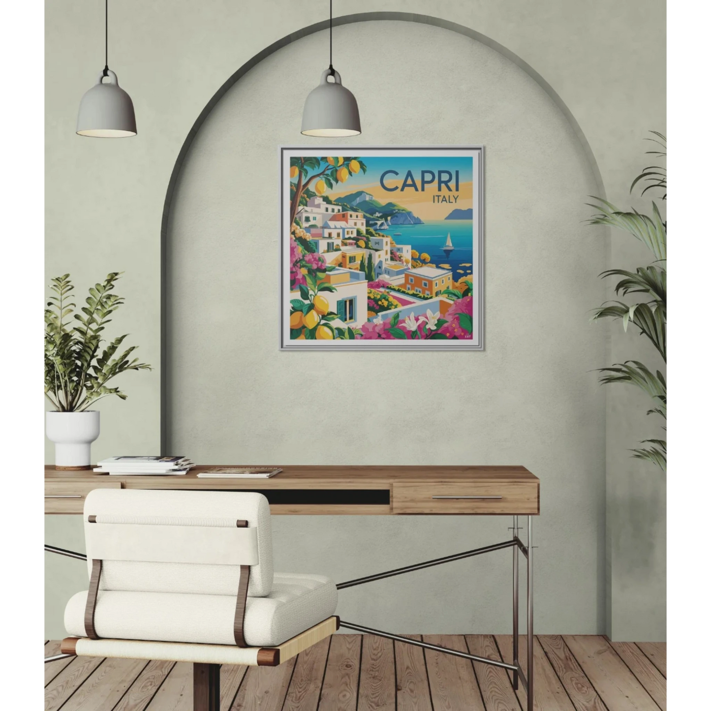 Framed Canvas Art Print, Mediterranean Decor, Capri Italy Wall Art, Travel Gift, Vibrant Home Decor, Summer Vibes - LOLA VEGAS ART