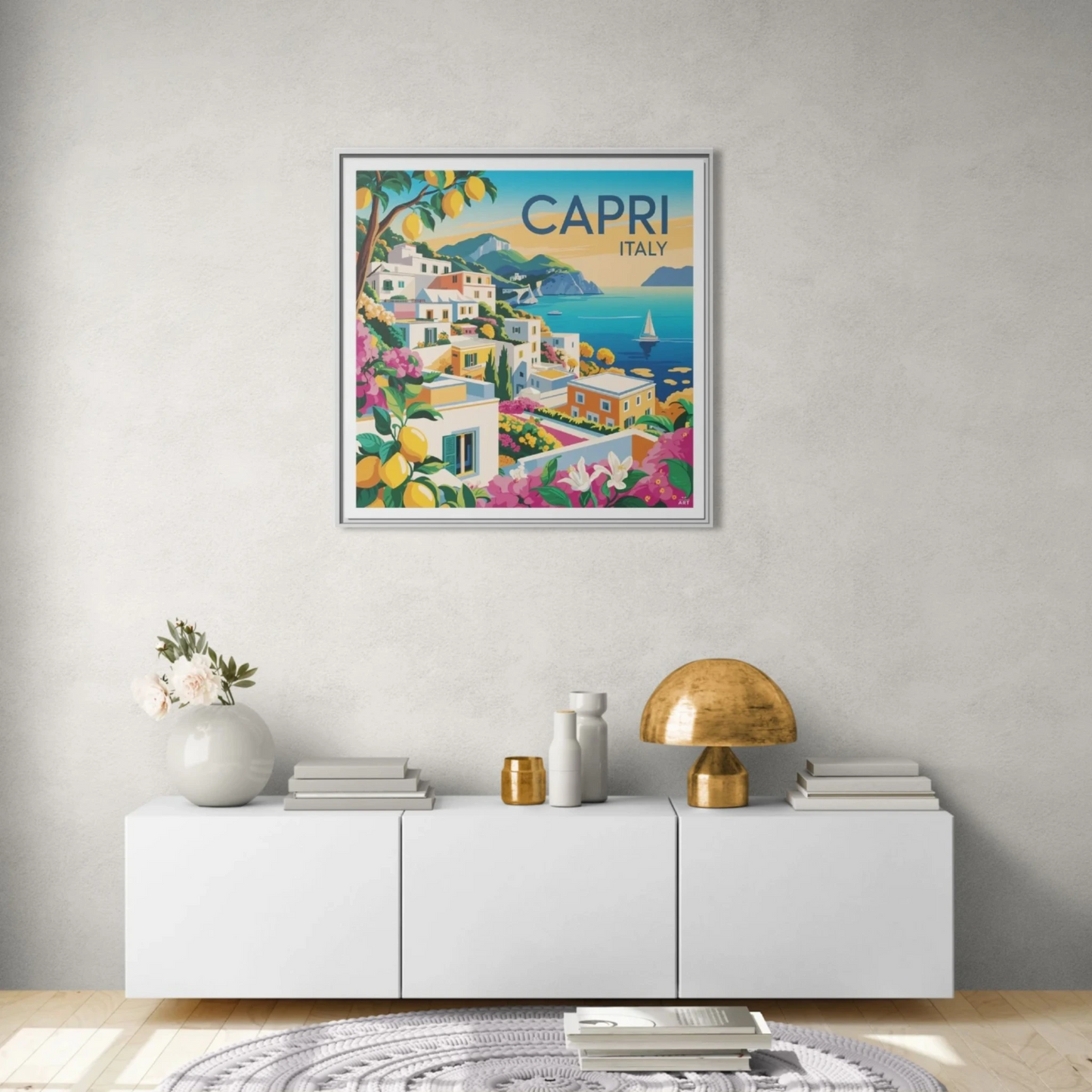 Framed Canvas Art Print, Mediterranean Decor, Capri Italy Wall Art, Travel Gift, Vibrant Home Decor, Summer Vibes - LOLA VEGAS ART