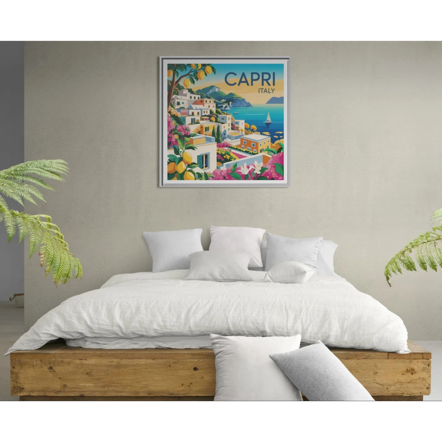 Framed Canvas Art Print, Mediterranean Decor, Capri Italy Wall Art, Travel Gift, Vibrant Home Decor, Summer Vibes - LOLA VEGAS ART