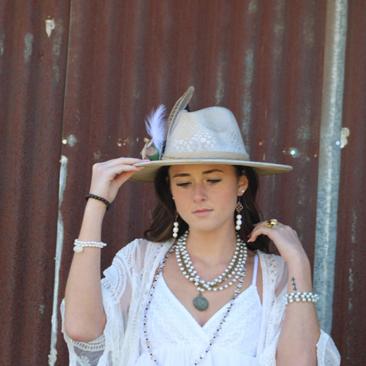 Pearl and Antique Gold Collar-Length Necklace with Indian Coin 245e