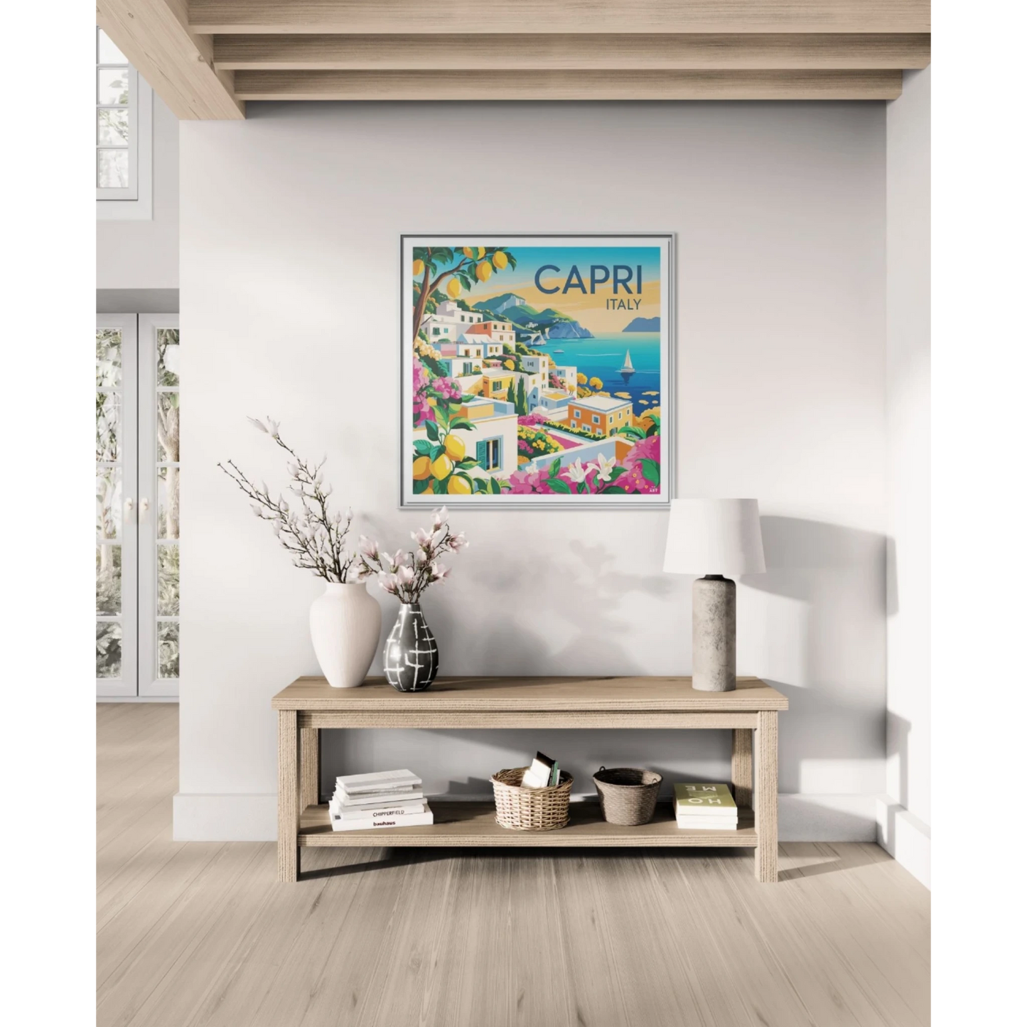 Framed Canvas Art Print, Mediterranean Decor, Capri Italy Wall Art, Travel Gift, Vibrant Home Decor, Summer Vibes - LOLA VEGAS ART