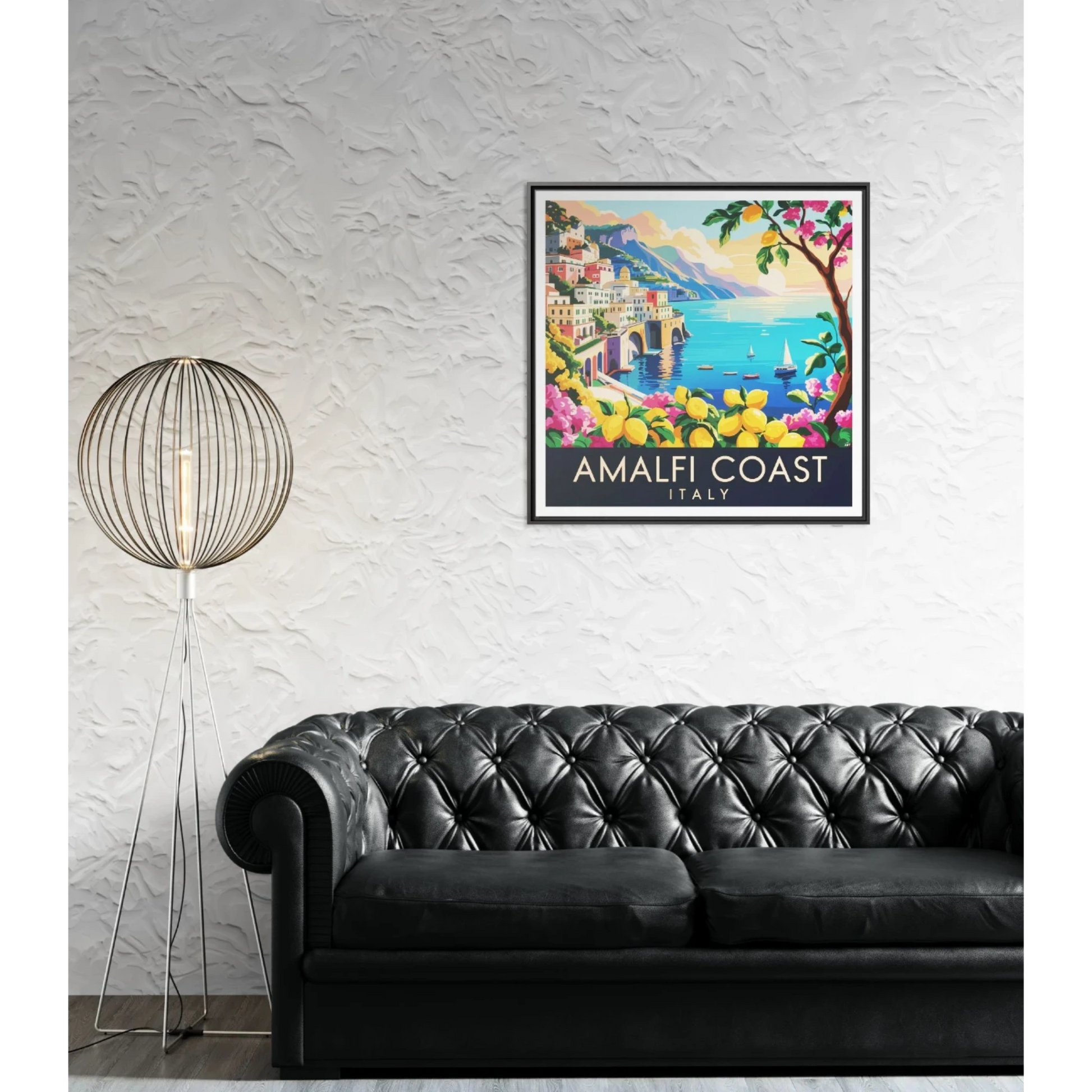 Framed Canvas Art : Amalfi Coast, Italy Landscape, Home Decor, Wall Art, Coastal Vibe, Gift for Travelers, Italian Artwork - LOLA VEGAS ART