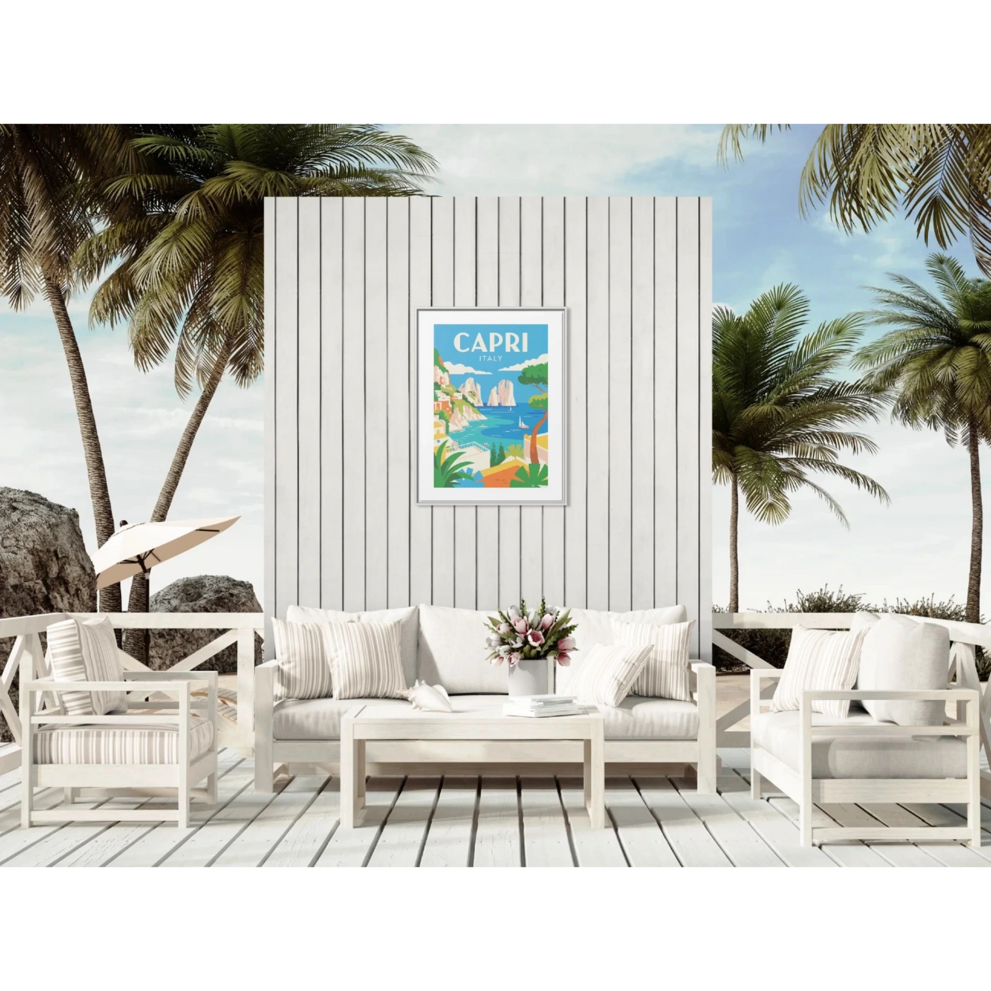 Capri Italy Framed Print, Vibrant Art, Home Decor, Travel Inspiration, Gift for Travelers, Wall Art for Office - LOLA VEGAS ART