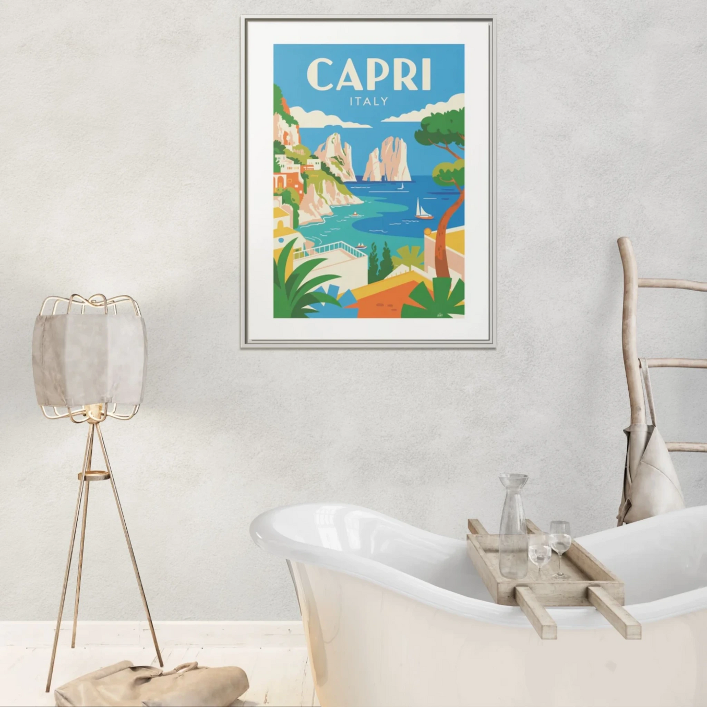 Capri Italy Framed Print, Vibrant Art, Home Decor, Travel Inspiration, Gift for Travelers, Wall Art for Office - LOLA VEGAS ART