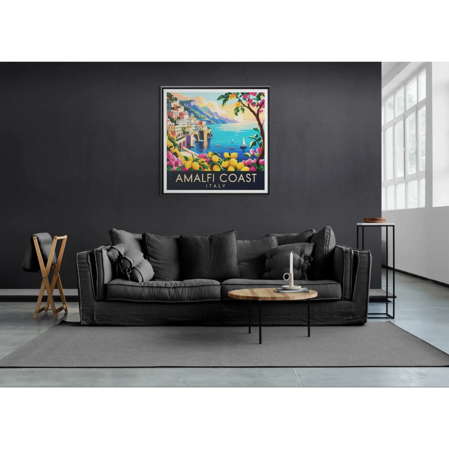 Framed Canvas Art : Amalfi Coast, Italy Landscape, Home Decor, Wall Art, Coastal Vibe, Gift for Travelers, Italian Artwork - LOLA VEGAS ART