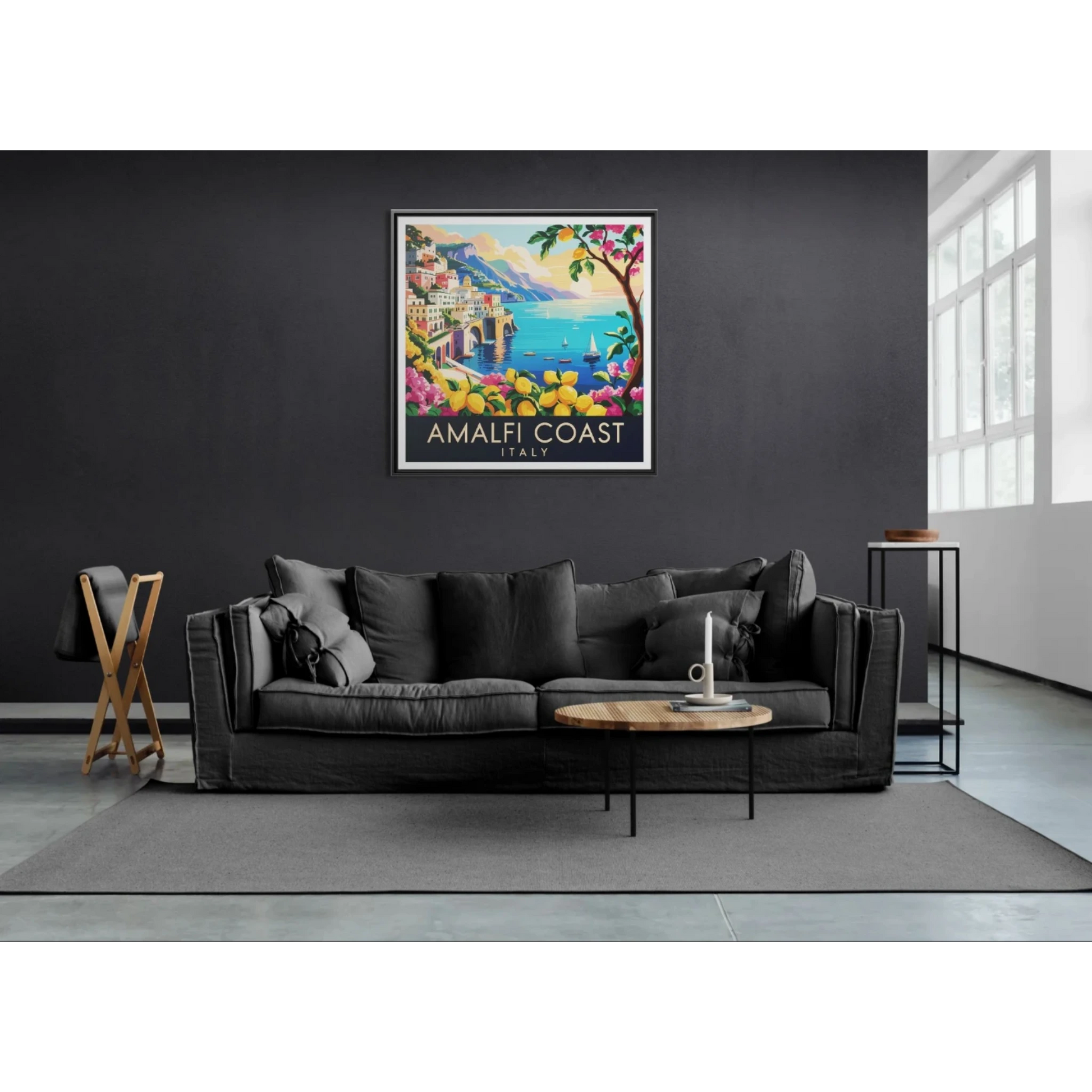 Framed Canvas Art : Amalfi Coast, Italy Landscape, Home Decor, Wall Art, Coastal Vibe, Gift for Travelers, Italian Artwork - LOLA VEGAS ART