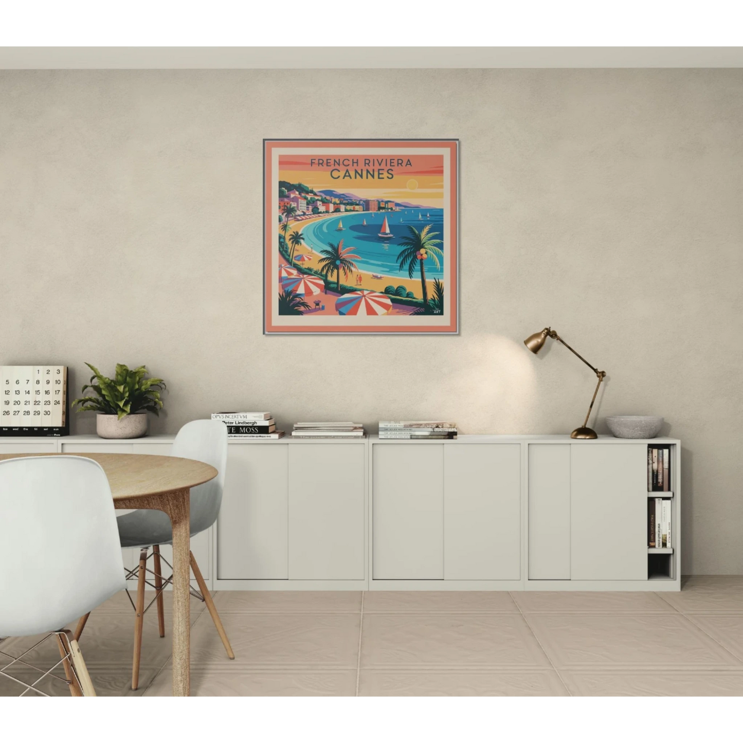 French Riviera Canvas Art Print, Vintage Wall Decor, Coastal Home Decor, Framed Art for Beach Lovers, Travel-inspired Gift