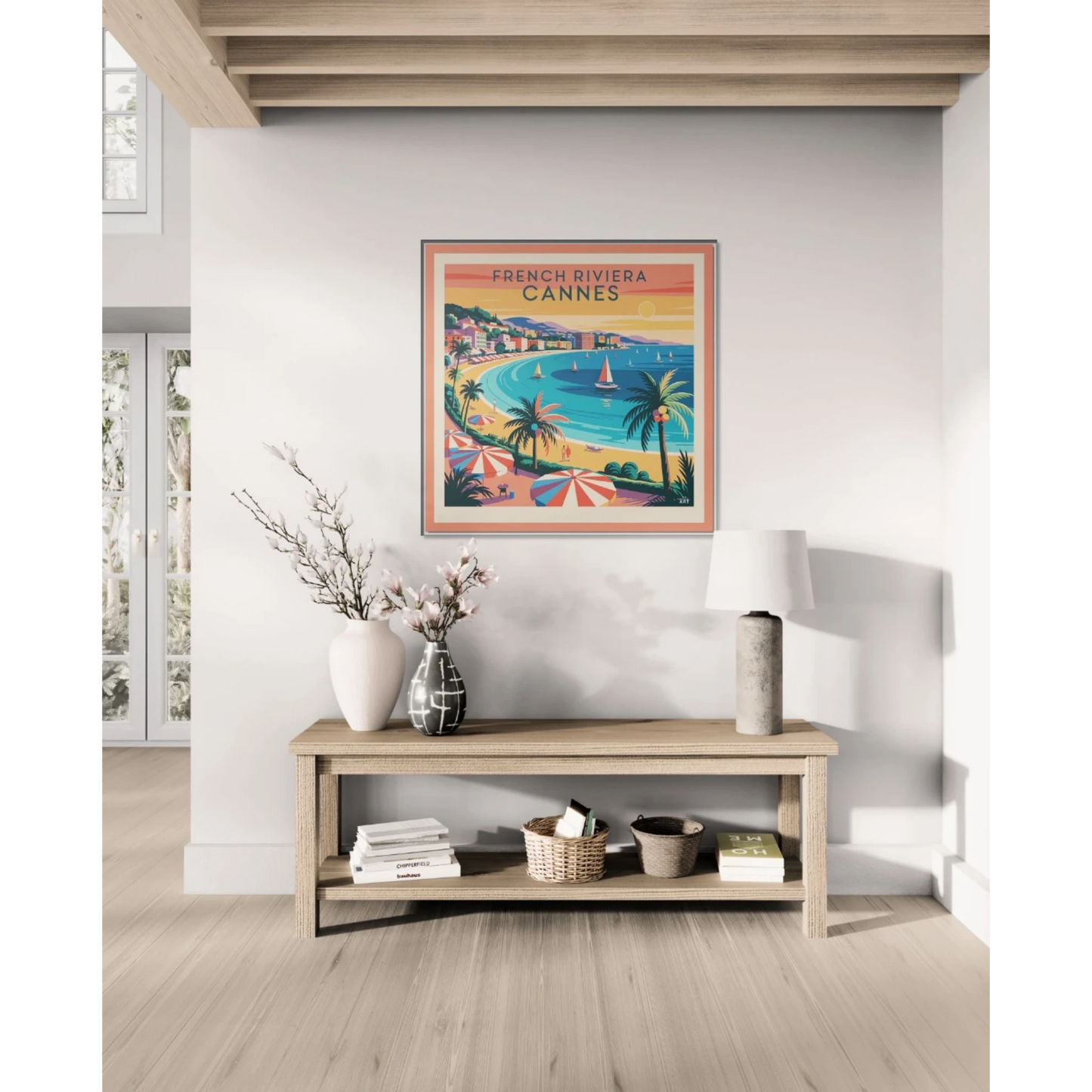 French Riviera Canvas Art Print, Vintage Wall Decor, Coastal Home Decor, Framed Art for Beach Lovers, Travel-inspired Gift