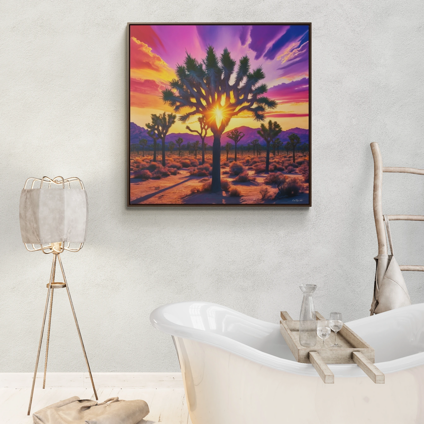 Joshua Tree Square Canvas, Gallery Wrap Wall Art, Square Frame Home Decor, Desert Landscape Print, Southwestern Wall Hanging - LOLA VEGAS ART