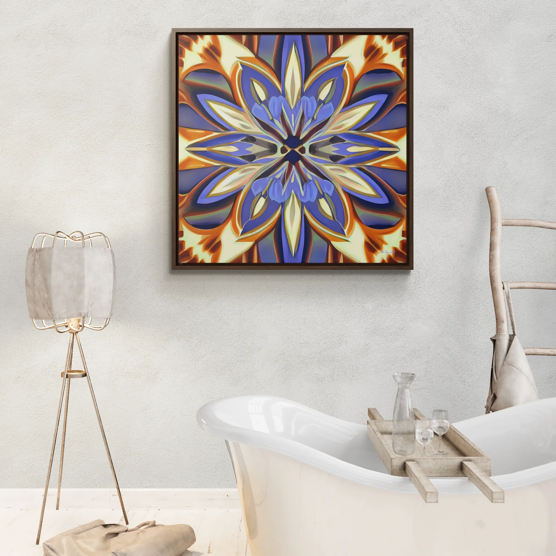 Canvas Wall Art, Abstract Floral Square Frame, Iris Purple Cream Brown Flowers, Home Decor, Gallery Prints, Floral Wall Decor, Room Decor, - LOLA VEGAS ART
