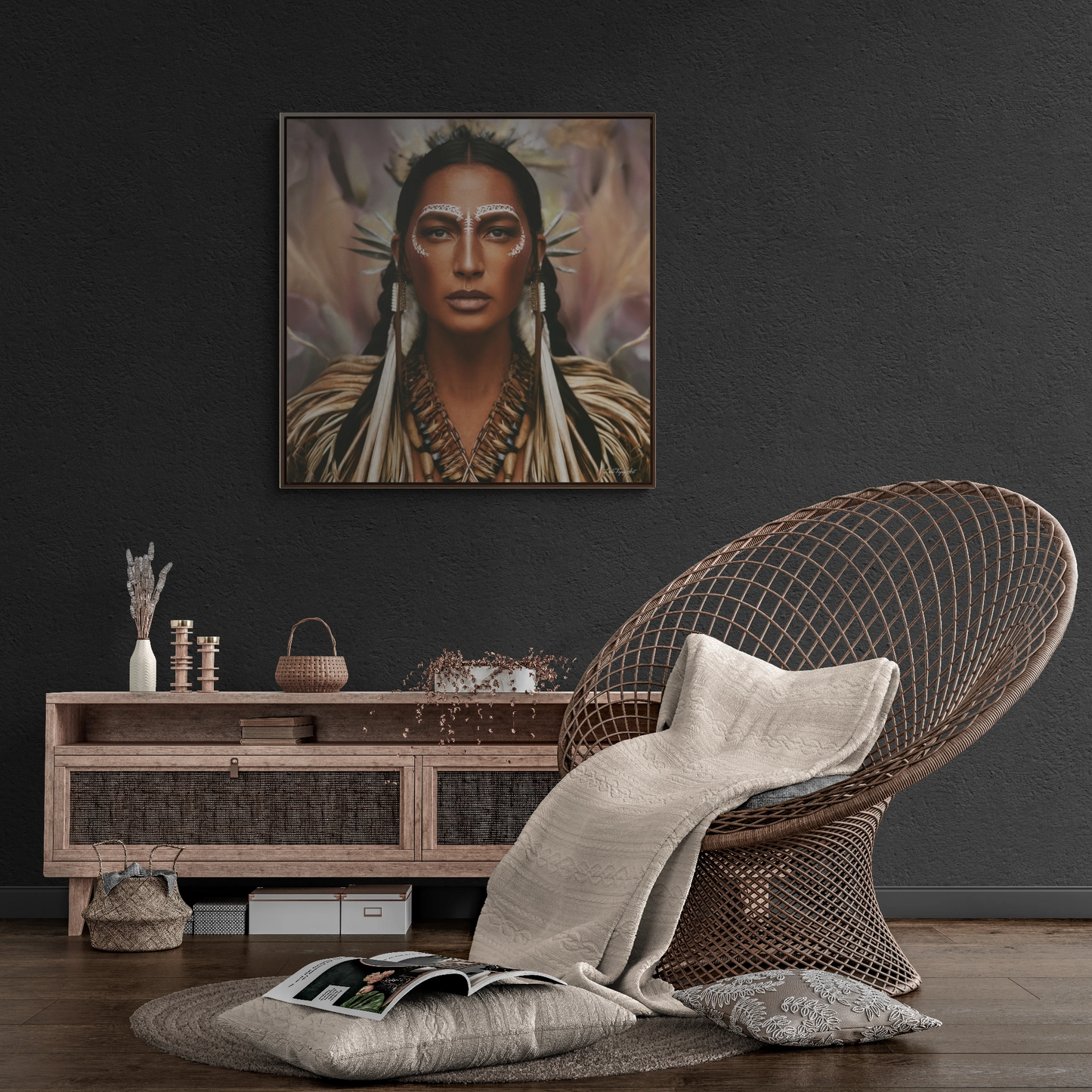 Woman Square Framed Canvas Wall Art, Gallery Canvas Wraps, Fine Art Photography Print, Home Decor, Wall Hanging, Boho Chic, - LOLA VEGAS ART