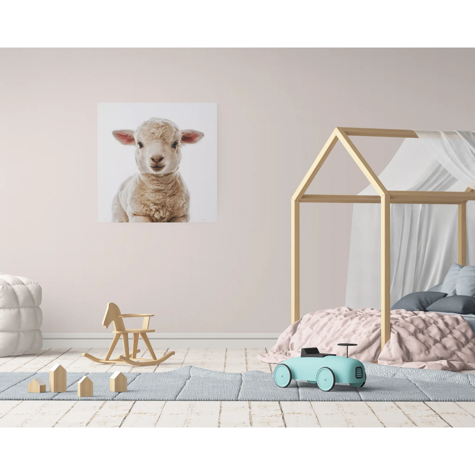 Canvas Wall Art, Baby Lamb Square Matte Stretched, Animal Lover Gift, Children's Decor, Fine Art Photography Print - LOLA VEGAS ART