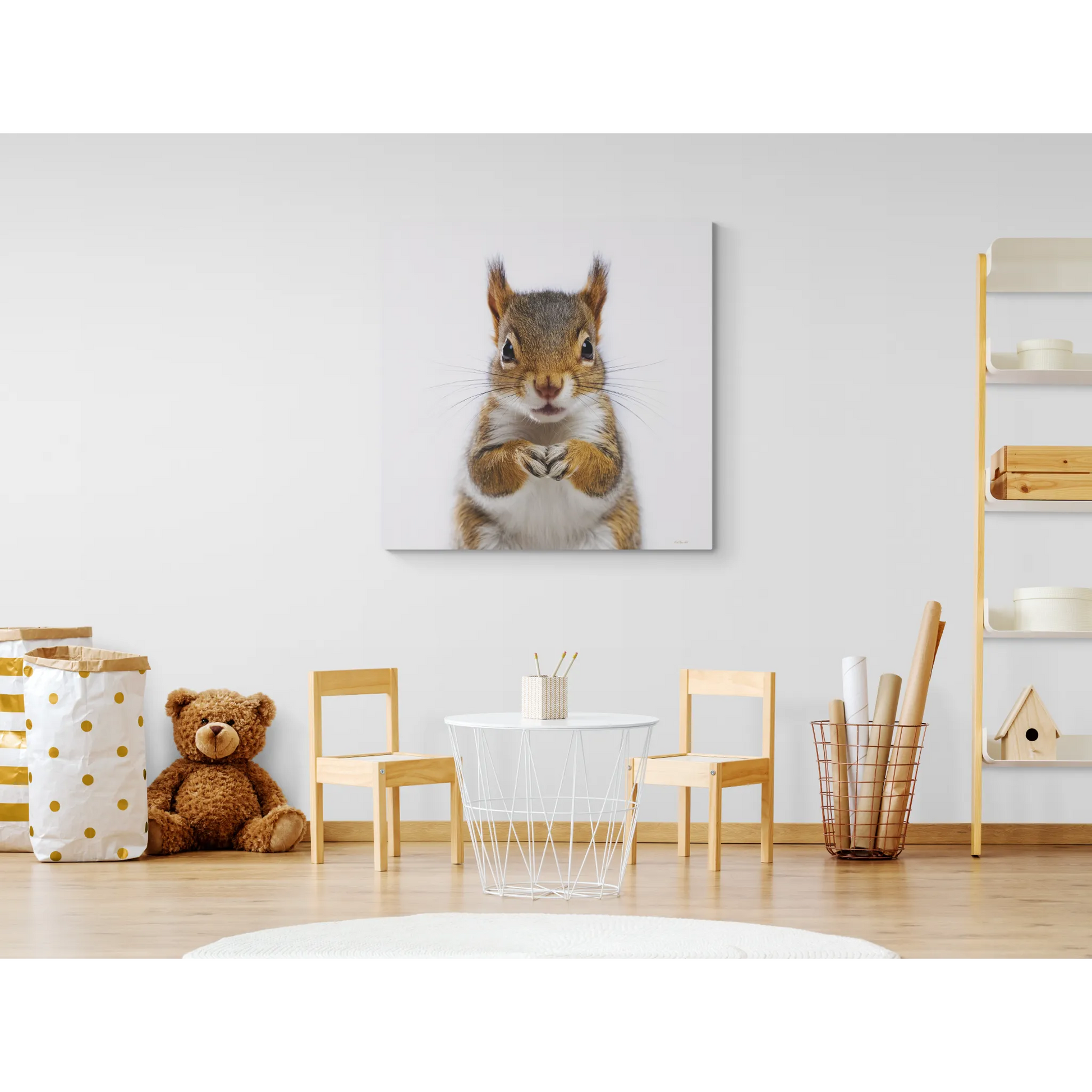 Canvas Print, Baby Squirrel Fine Art Photography on Matte Stretched Canvas, Animal Lover Decor, Children's Room Wall Art, Nursery - LOLA VEGAS ART