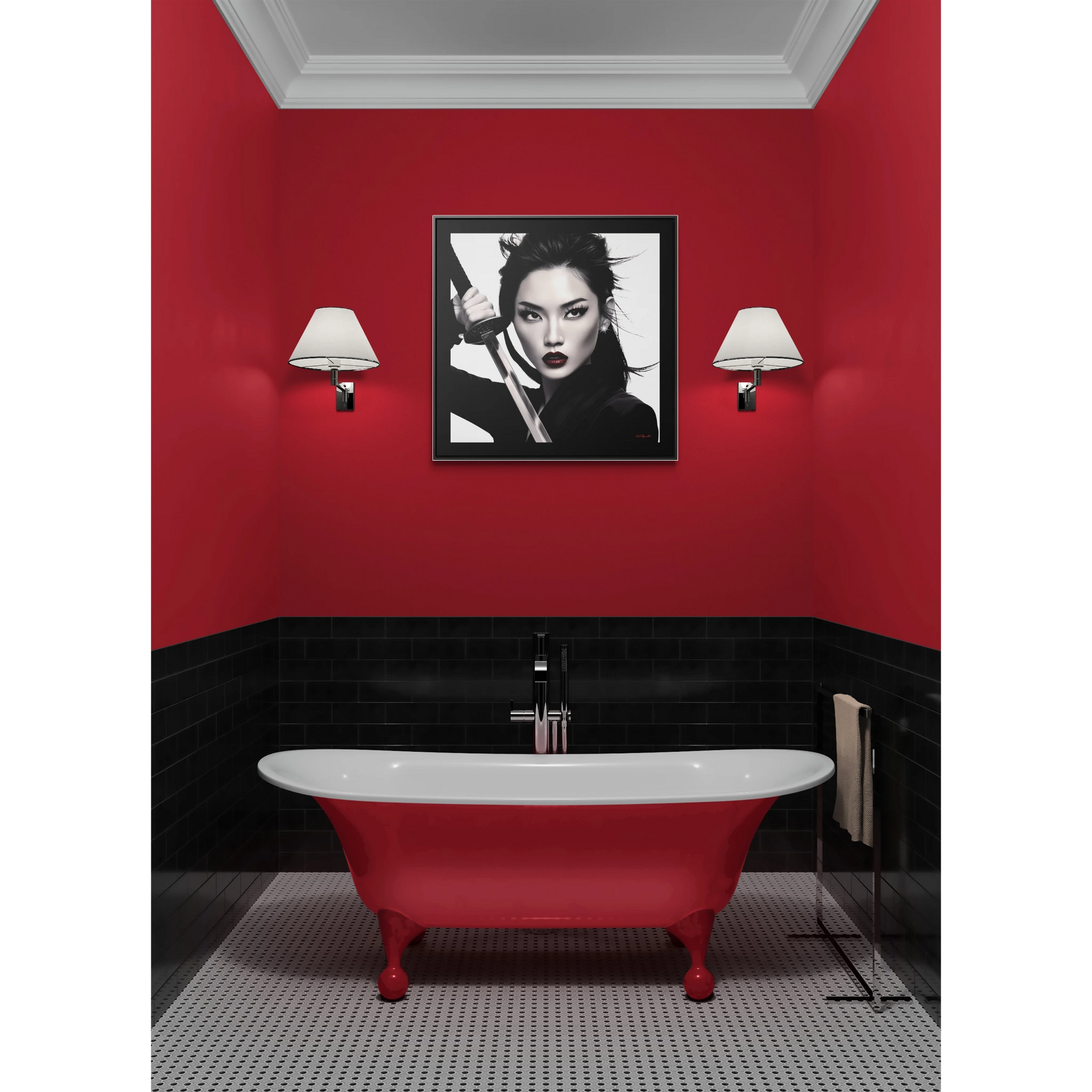 Samurai Warrior Gallery Canvas, Female Empowerment Square Frame Art, Warrior Woman Wall Decor, Black White Photography Print, Brave Tough - LOLA VEGAS ART