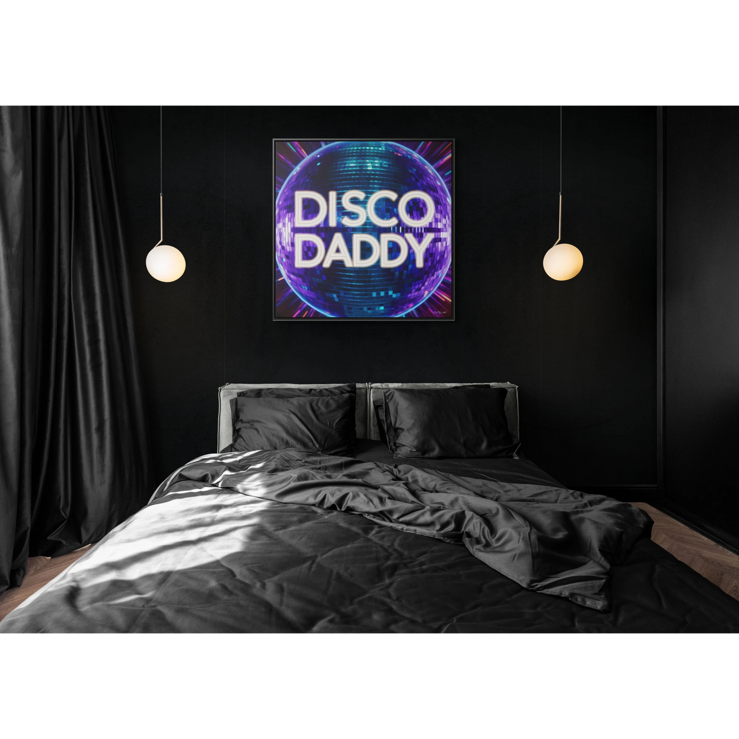 Disco Daddy Purple Disco Ball Canvas Wall Art, Square Frame, Retro Funky Decor, Gallery Canvas Wrap, Home Wall Decor, Wall Art Decor, Purple - LOLA VEGAS ART
