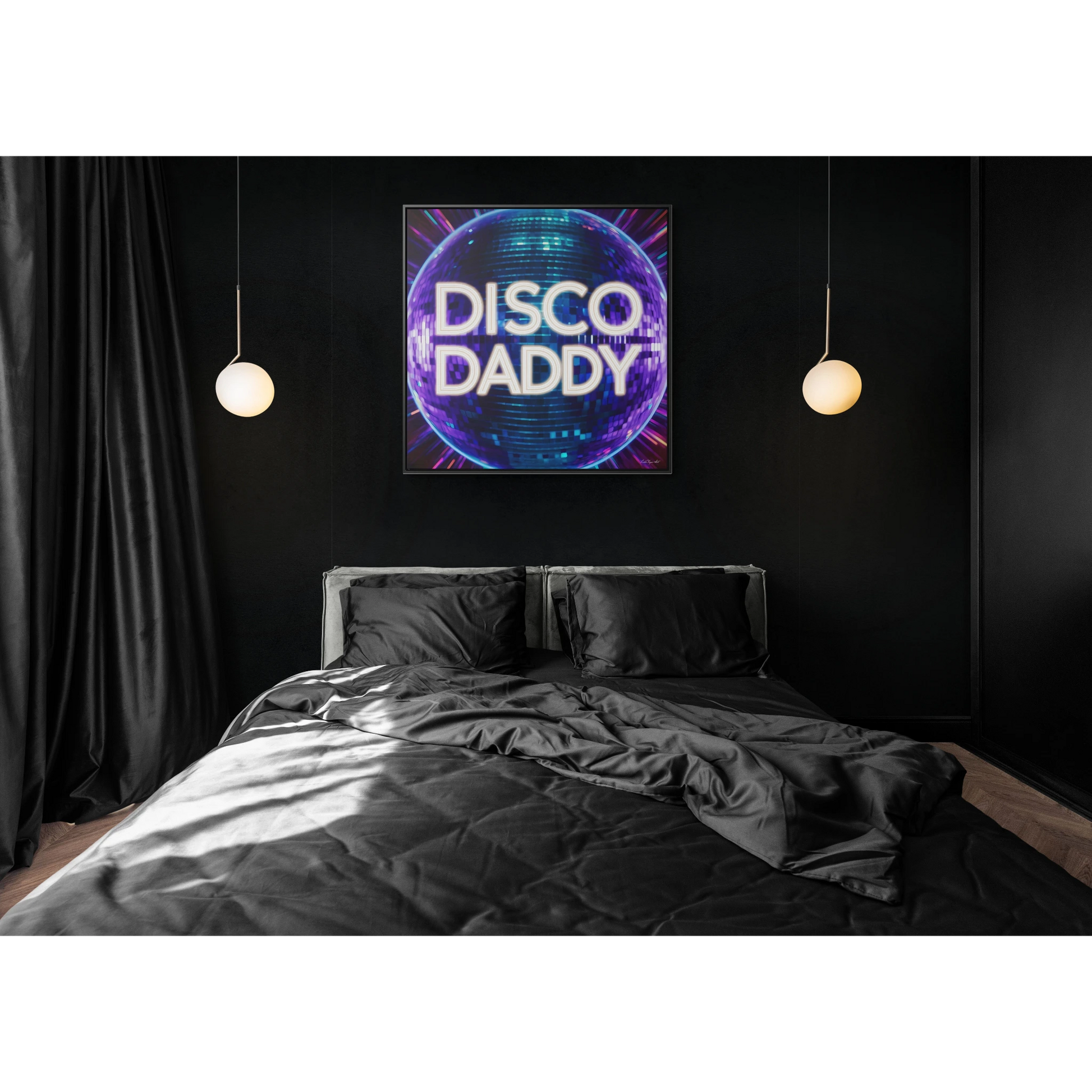 Disco Daddy Purple Disco Ball Canvas Wall Art, Square Frame, Retro Funky Decor, Gallery Canvas Wrap, Home Wall Decor, Wall Art Decor, Purple - LOLA VEGAS ART