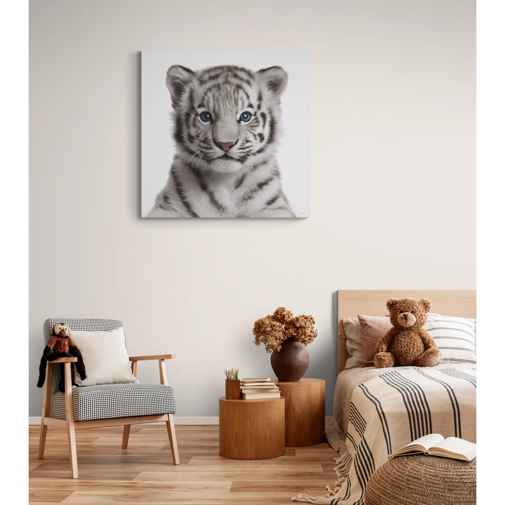 Canvas Print, Baby Tiger Photo Art, Animal Lover Nursery Decor, Kids Room Wall Art, Wildlife Nursery Wall Decor - LOLA VEGAS ART