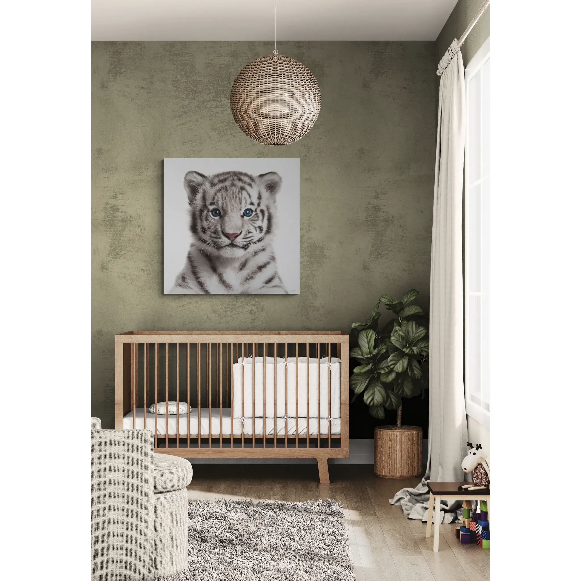 Canvas Print, Baby Tiger Photo Art, Animal Lover Nursery Decor, Kids Room Wall Art, Wildlife Nursery Wall Decor - LOLA VEGAS ART
