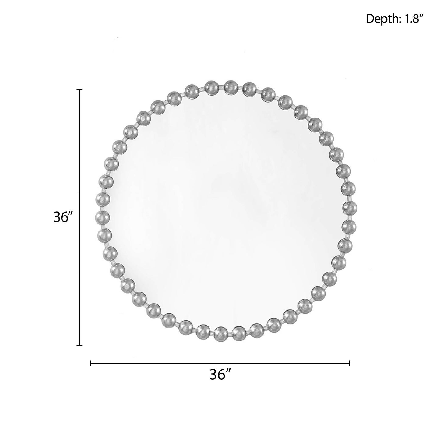 Beaded Round Wall Mirror 36"D - LOLA VEGAS ART