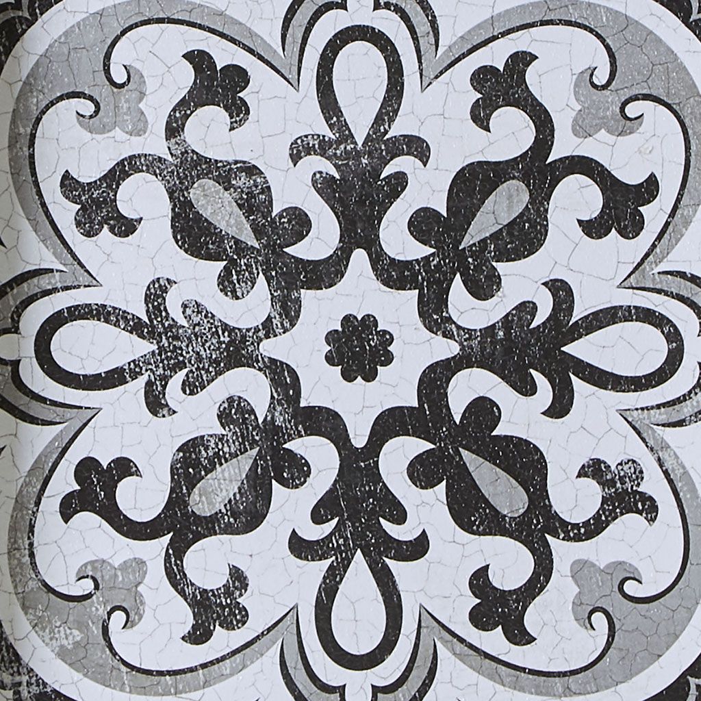 Distressed Black and White Medallion Tile 3-piece Wall Decor Set - LOLA VEGAS ART