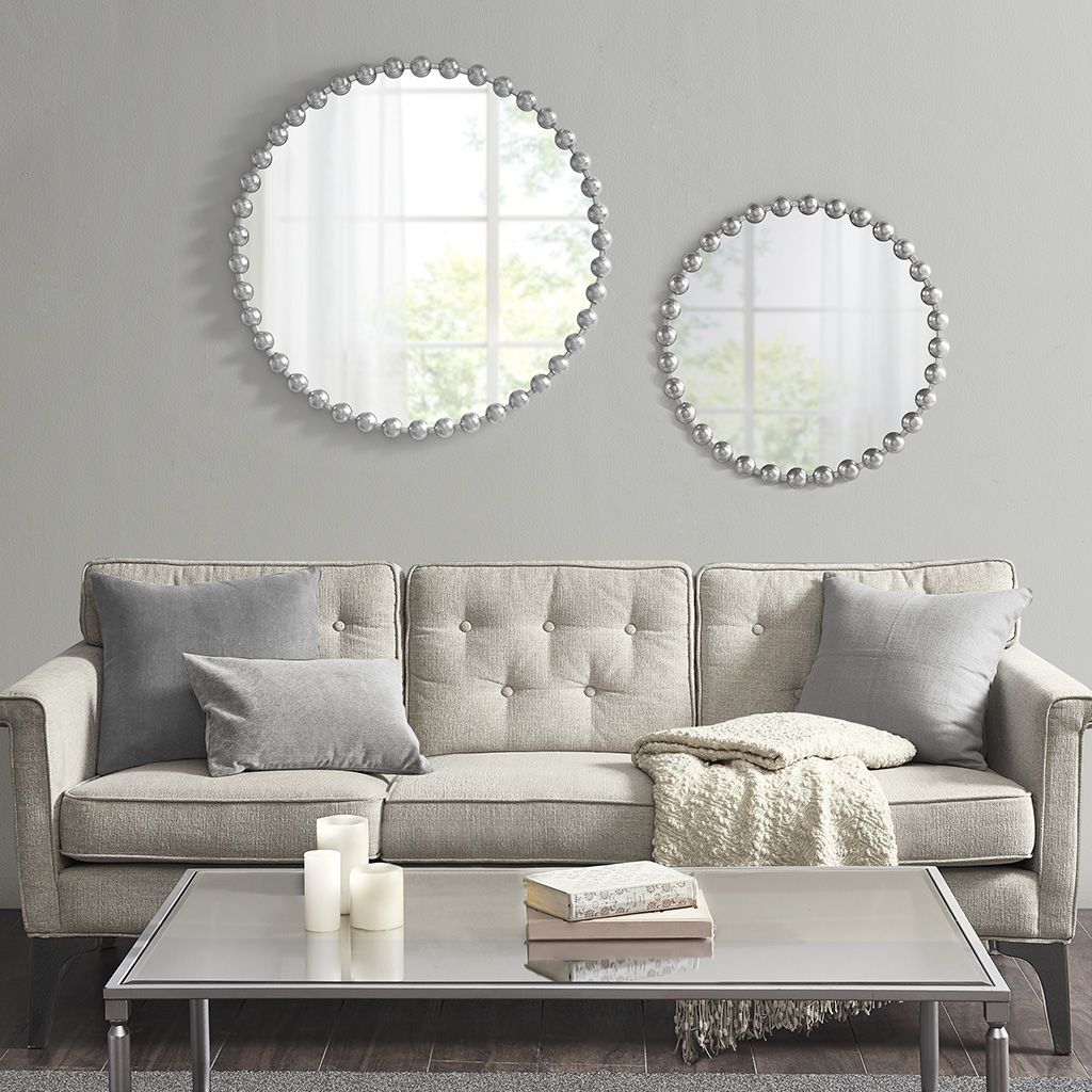 Beaded Round Wall Mirror 36"D - LOLA VEGAS ART