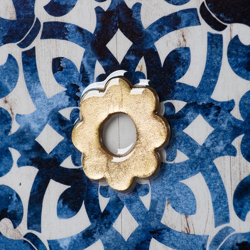 S/4 Abstract Blue, White, and Gold Wall Decor Accents, 9.5x9.5" - LOLA VEGAS ART