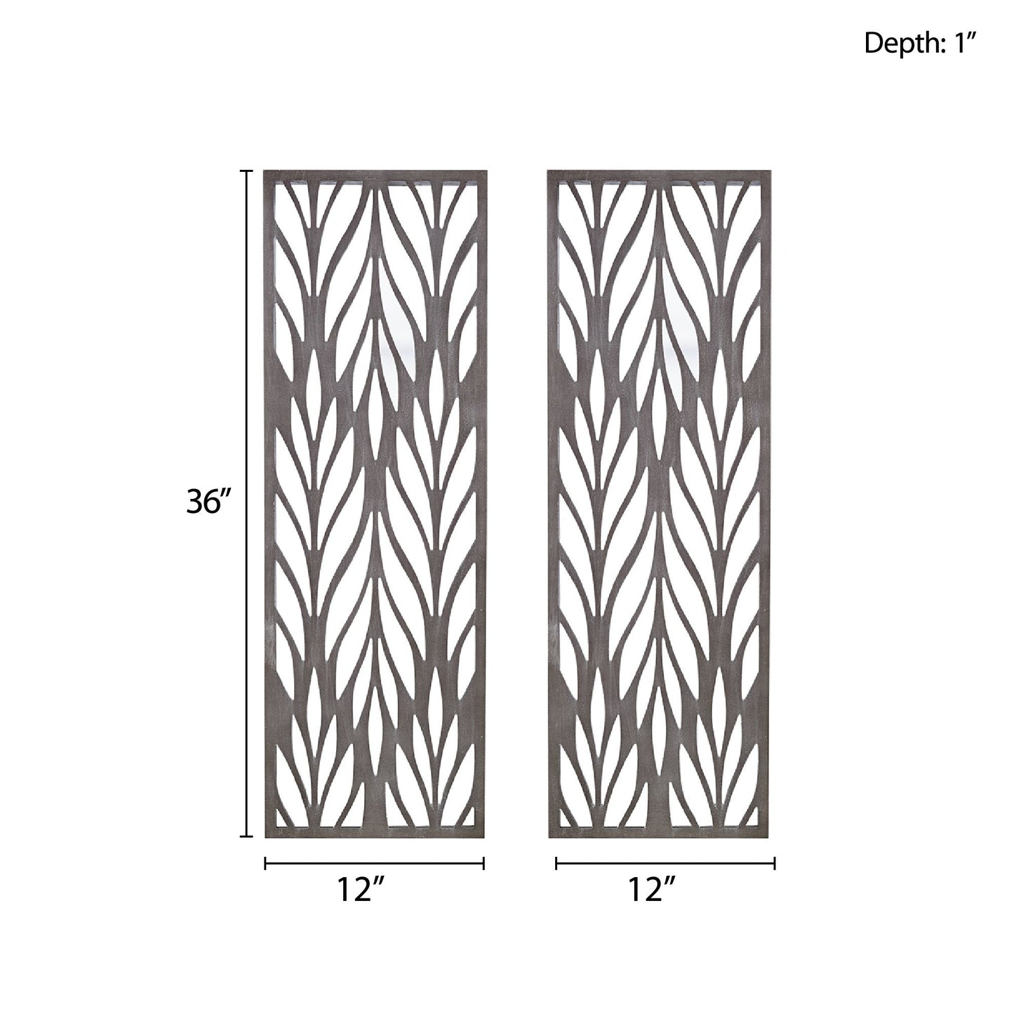 Grey Laser Cut Wood 2-piece Panel Wall Decor Set - LOLA VEGAS ART