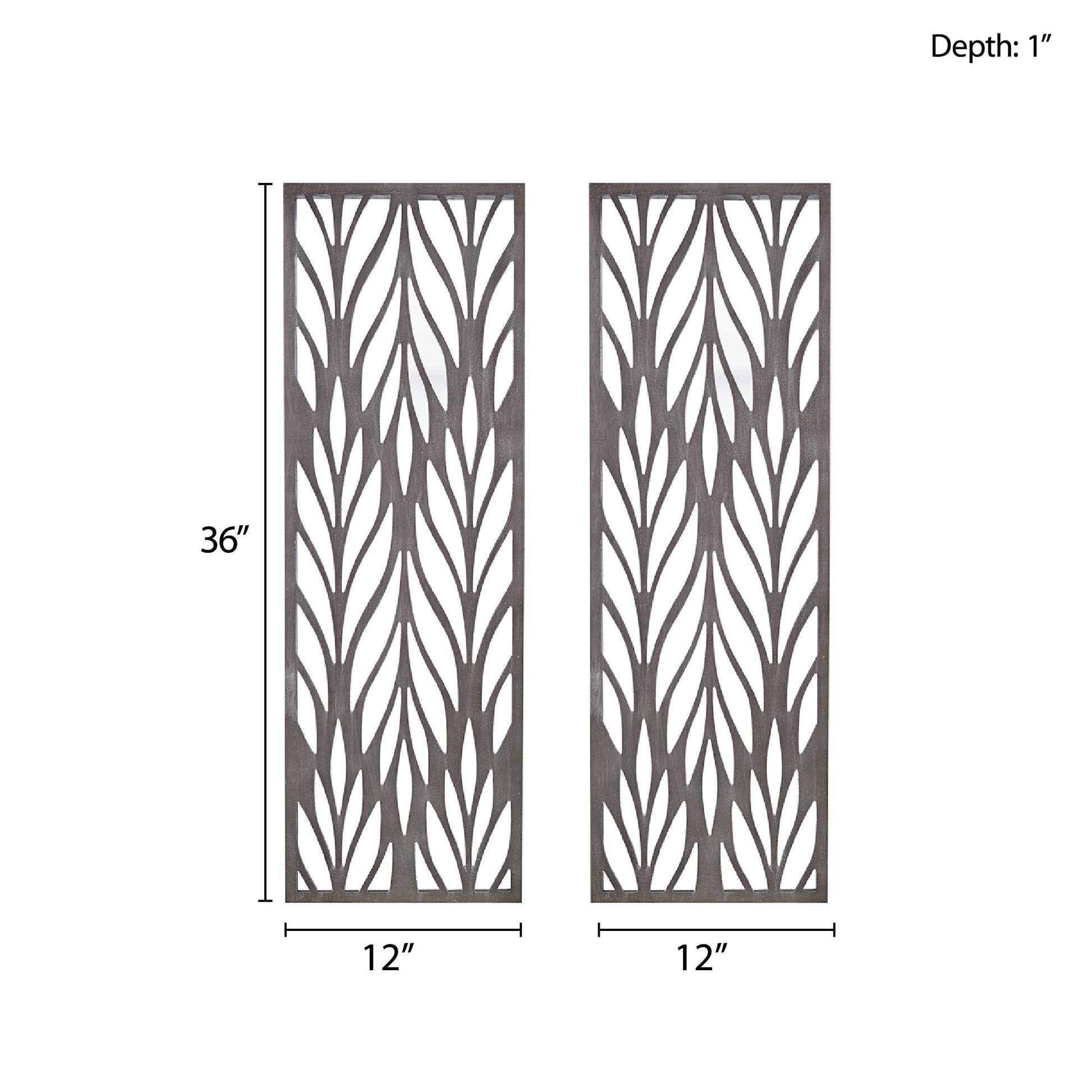 Grey Laser Cut Wood 2-piece Panel Wall Decor Set - LOLA VEGAS ART