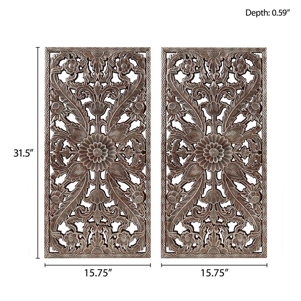 Distressed Carved Wood 2-piece Wall Decor Set - LOLA VEGAS ART