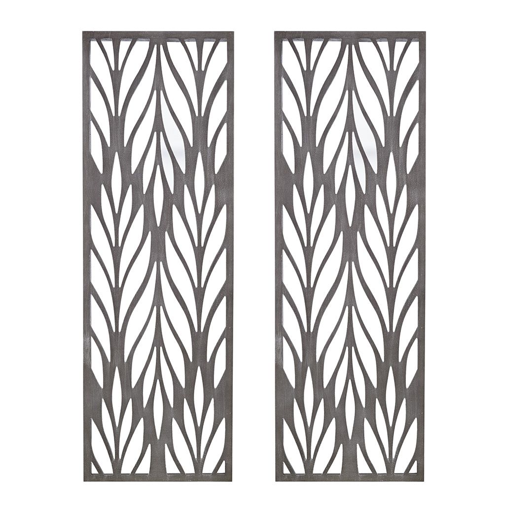 Grey Laser Cut Wood 2-piece Panel Wall Decor Set - LOLA VEGAS ART