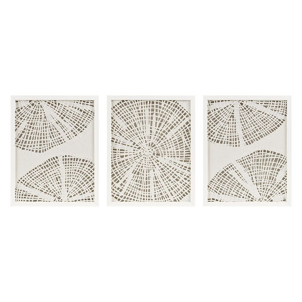 Framed Abstract Coastal Rice Paper 3-piece Shadowbox Wall Decor Set - LOLA VEGAS ART