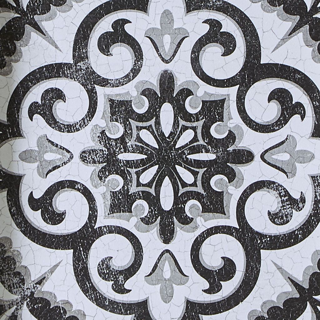 Distressed Black and White Medallion Tile 3-piece Wall Decor Set - LOLA VEGAS ART