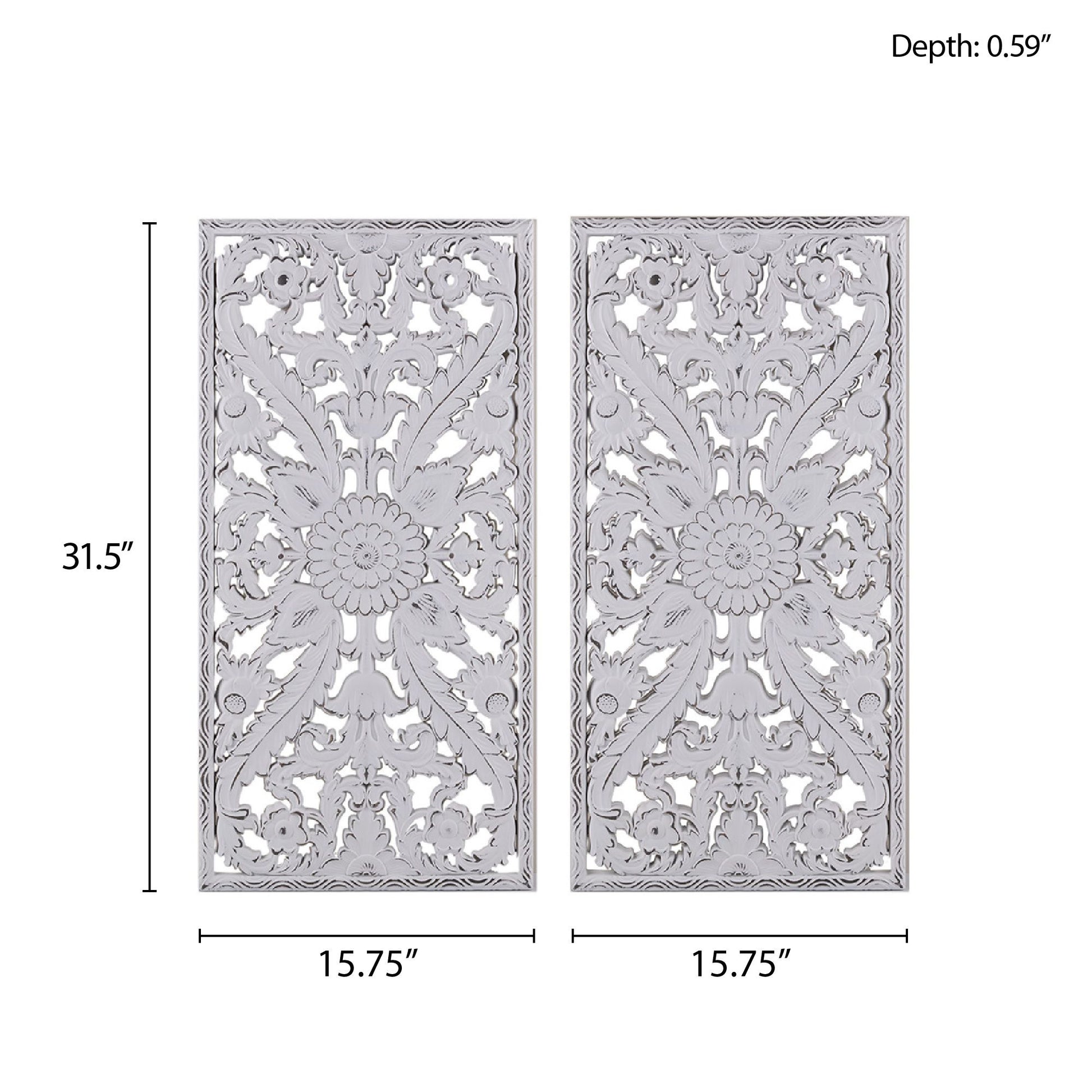 Distressed Carved Wood 2-piece Wall Decor Set - LOLA VEGAS ART