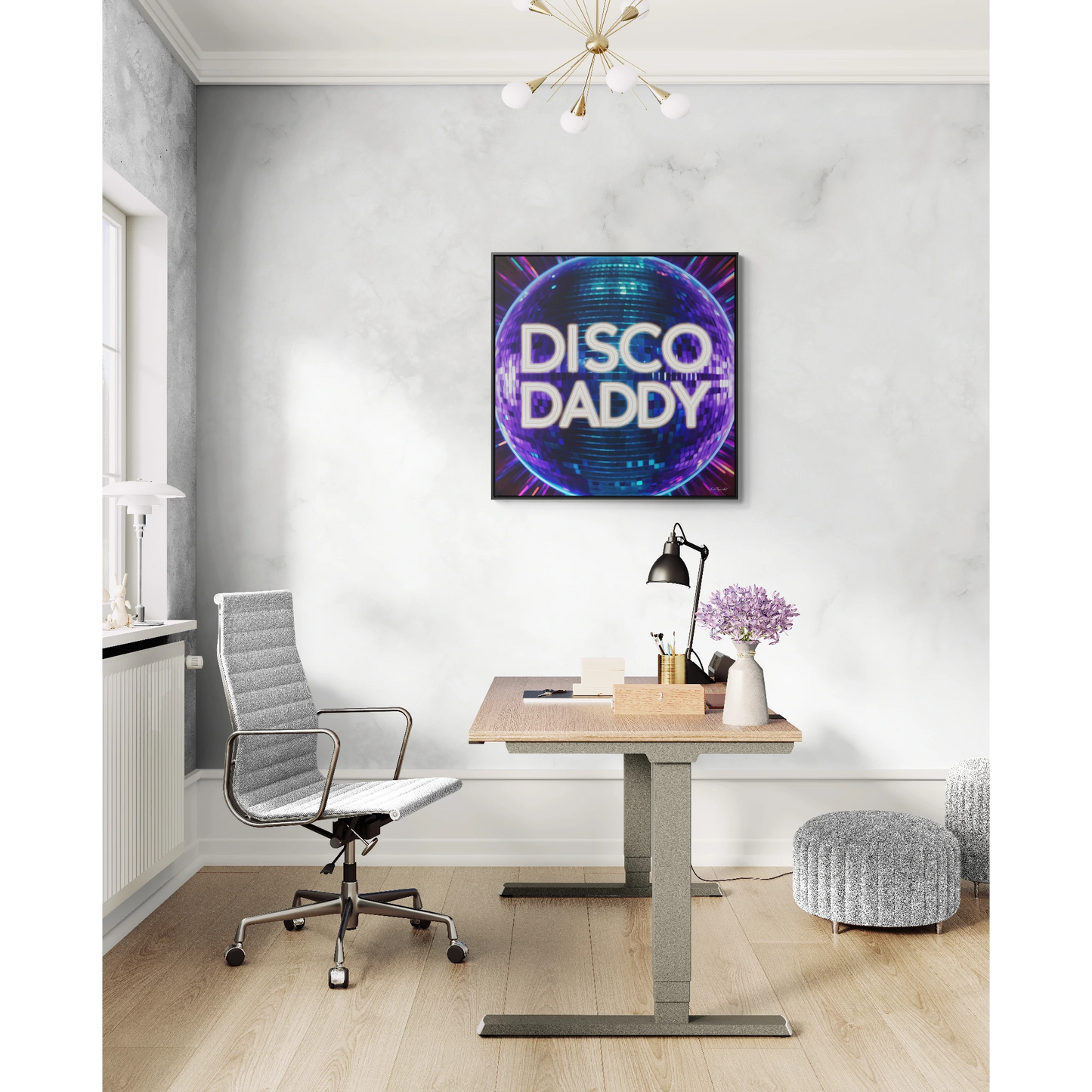Disco Daddy Purple Disco Ball Canvas Wall Art, Square Frame, Retro Funky Decor, Gallery Canvas Wrap, Home Wall Decor, Wall Art Decor, Purple - LOLA VEGAS ART