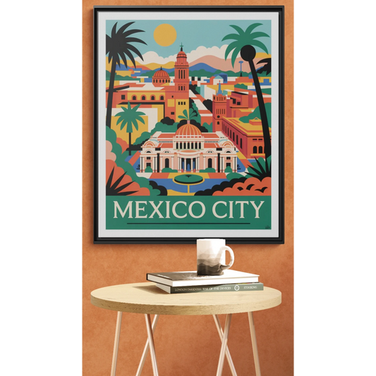 Vibrant Mexico City Framed Canvas Art Print, Colorful Wall Decor, Travel Gift, Home Decoration, Landscape Artwork - LOLA VEGAS ART