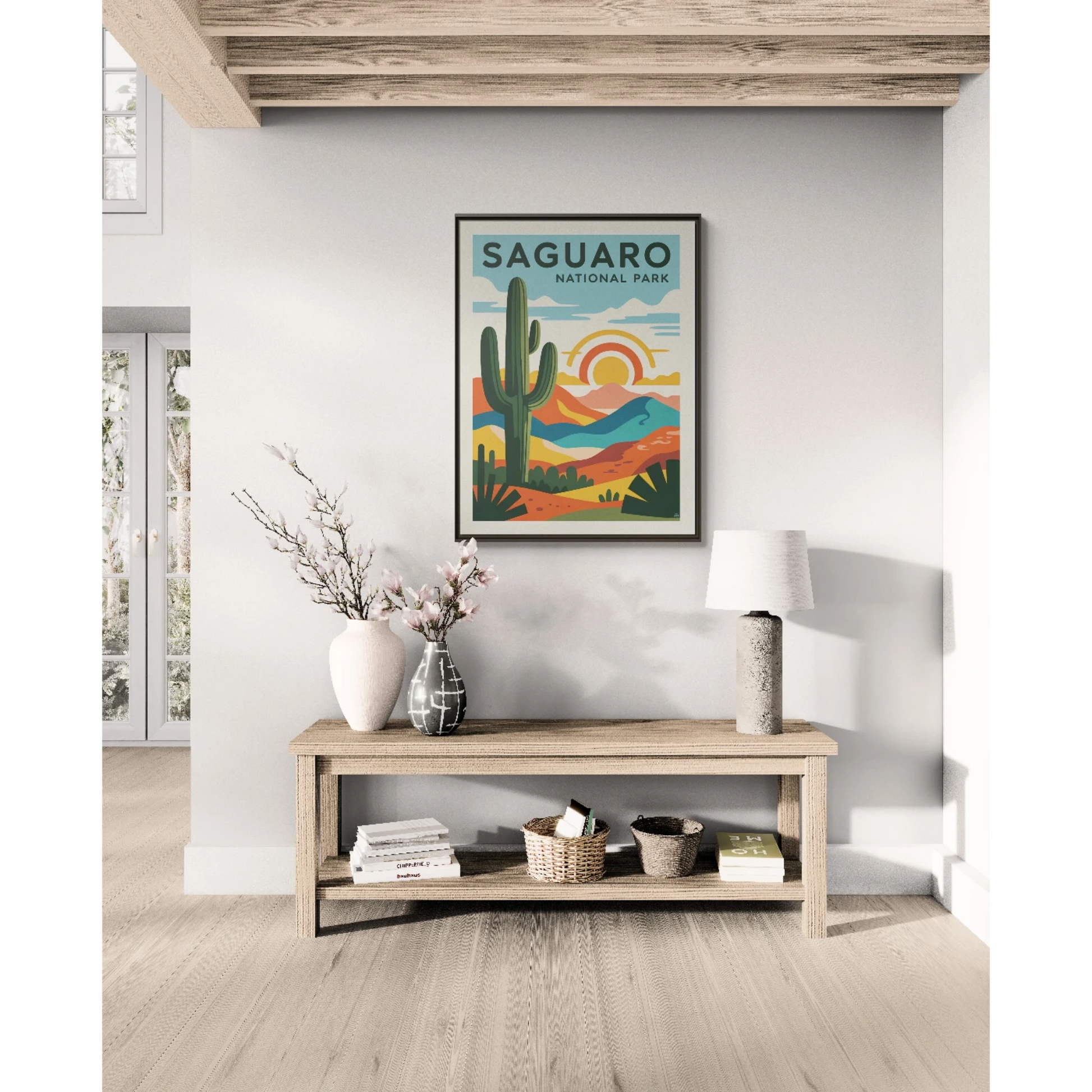 Saguaro National Park Art Print, Matte Canvas Framed, Home Decor, Nature Wall Art, Gallery Style Decoration, Gift for Adventurers - LOLA VEGAS ART