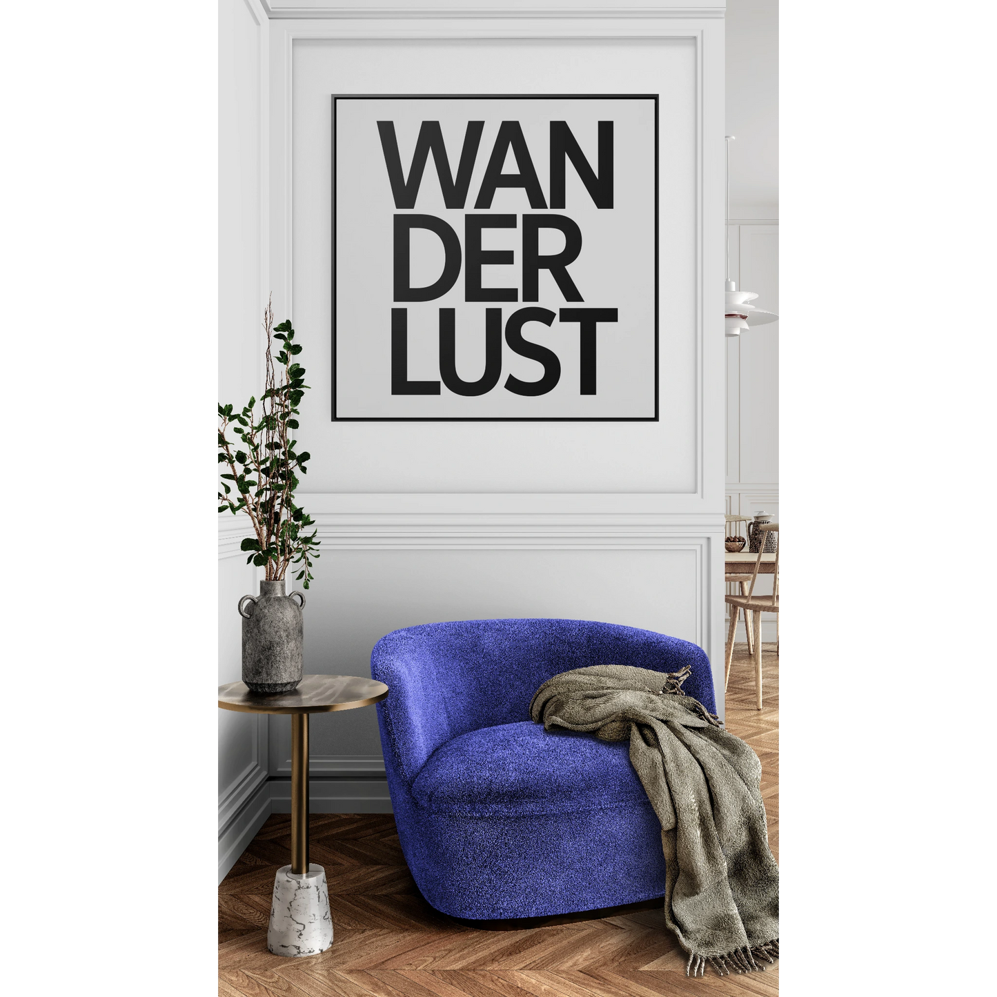 Typography Wanderlust Square Canvas Wrap Wall Art, Travel Lovers Home Decor, Gallery Frame Quote Print, Wall Hanging, Adventure Art Gift, - LOLA VEGAS ART