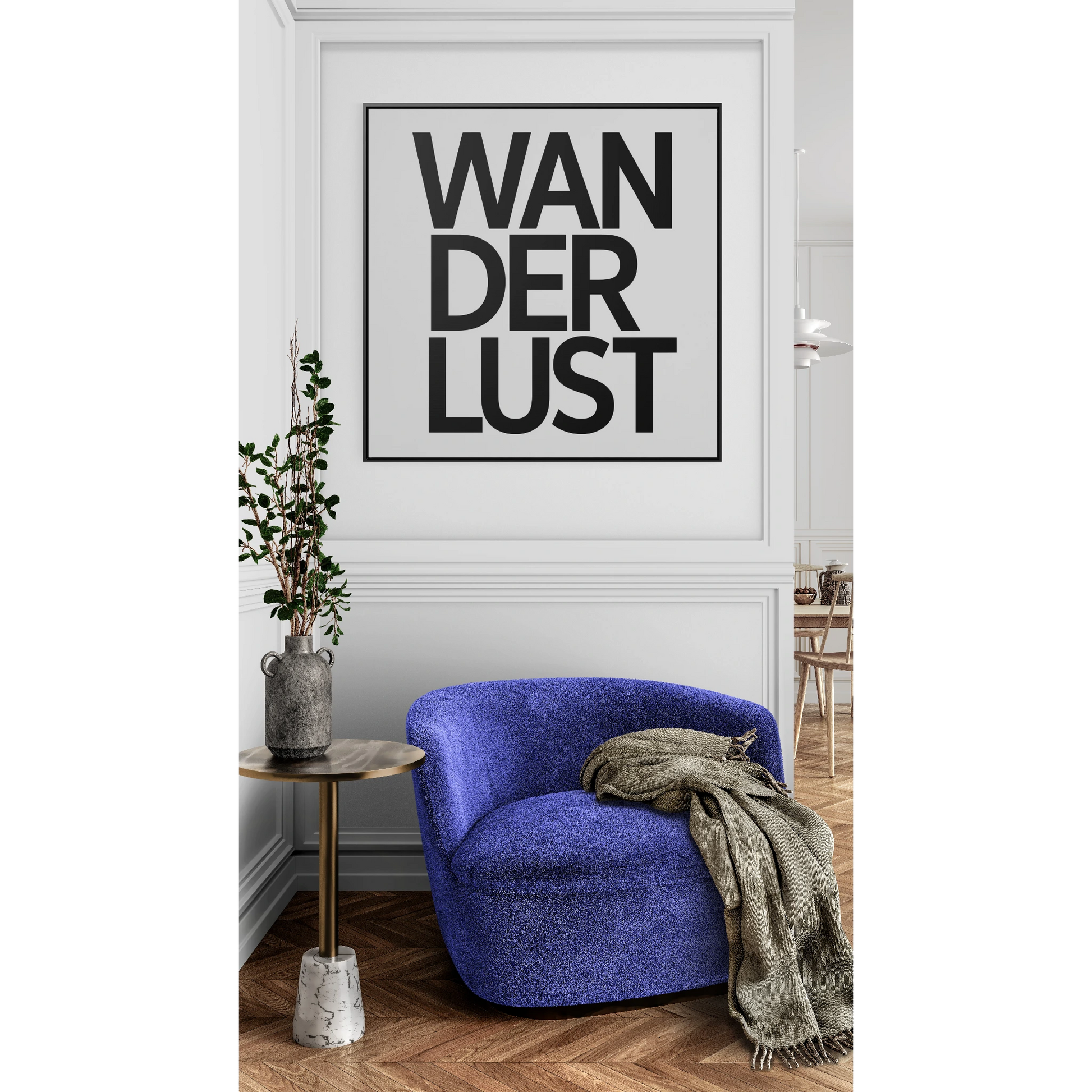 Typography Wanderlust Square Canvas Wrap Wall Art, Travel Lovers Home Decor, Gallery Frame Quote Print, Wall Hanging, Adventure Art Gift, - LOLA VEGAS ART