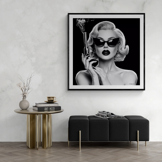 Film Noir Femme Fatale Square Canvas Wall Art, Noir Photography Print, Retro Black White Art Decor, Vintage Hollywood Glam Wall Decor, - LOLA VEGAS ART