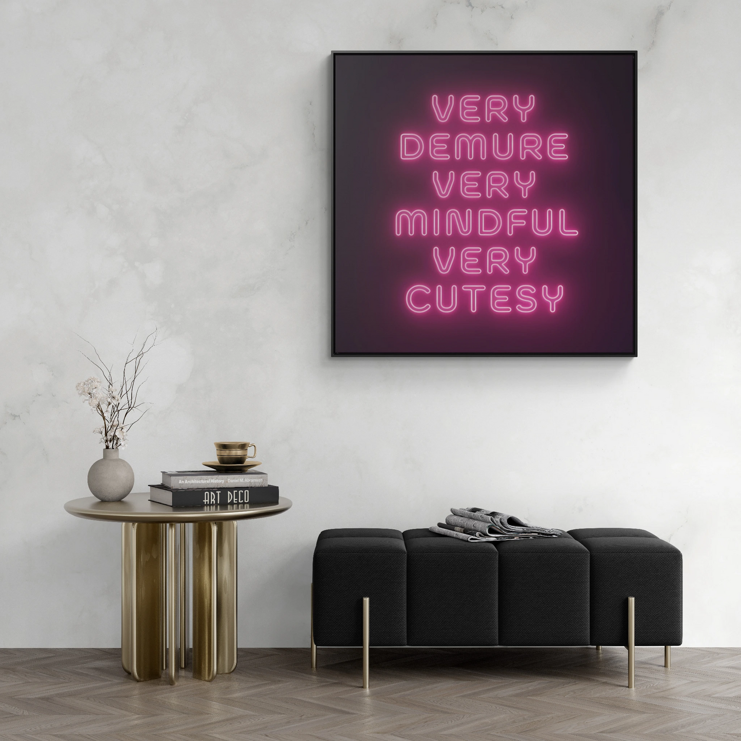 Trendy Quote Square Frame Canvas Wall Art for Fashionistas, Very Demure Very Mindful Very Cutesy, Fun Decor, Gallery Canvas Wraps, Home - LOLA VEGAS ART
